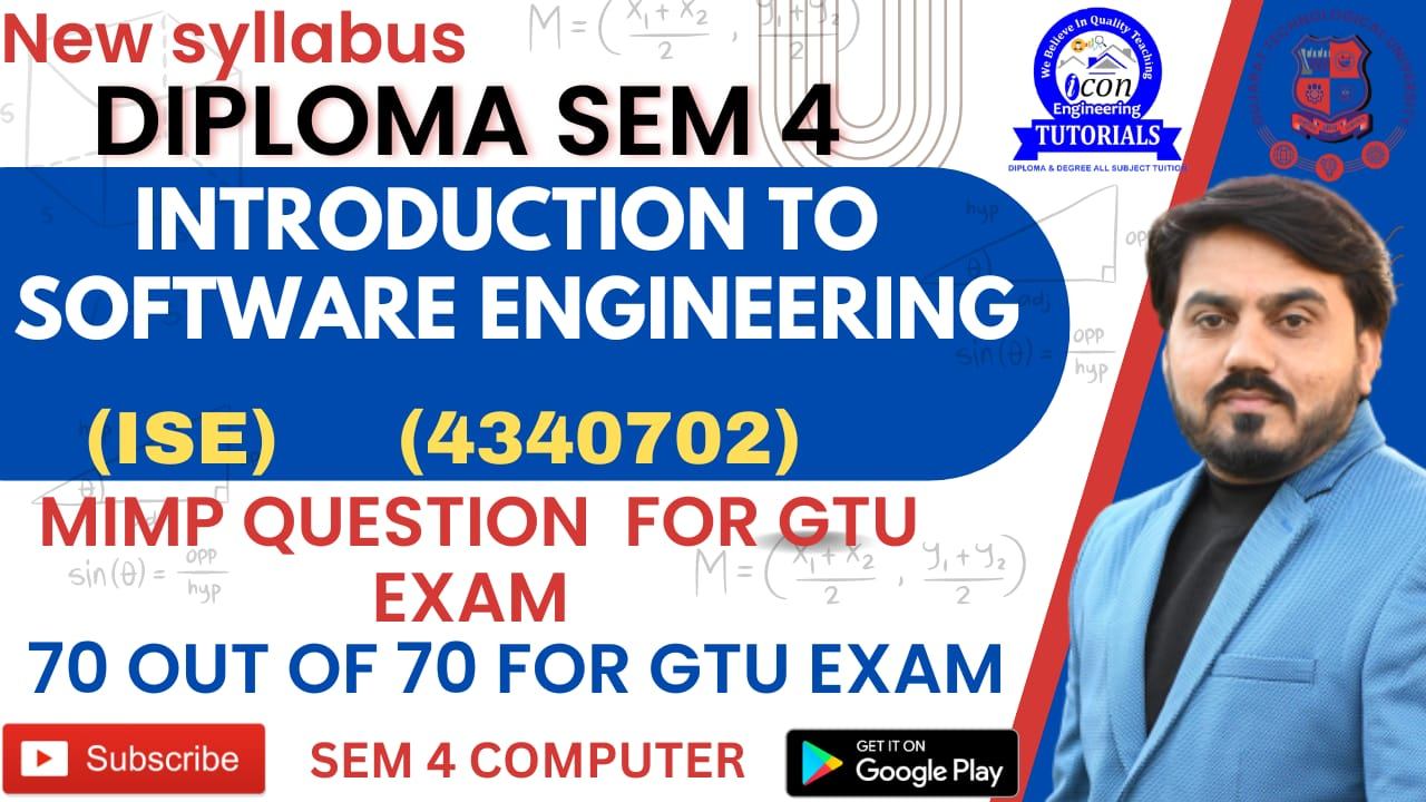 INTRODUCTION TO SOFTWARE ENGINEERING (ISE) IMP WITH ANSWER FOR GTU EXAM DIPLOMA SEM 4 COMPUTER