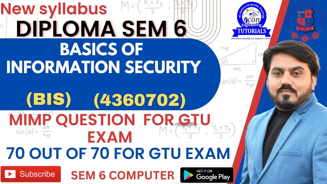 BASICS OF INFORMATION SECURITY (BIS) (4360702) MIMP FOR GTU EXAM DIPLOMA 6 COMPUTER