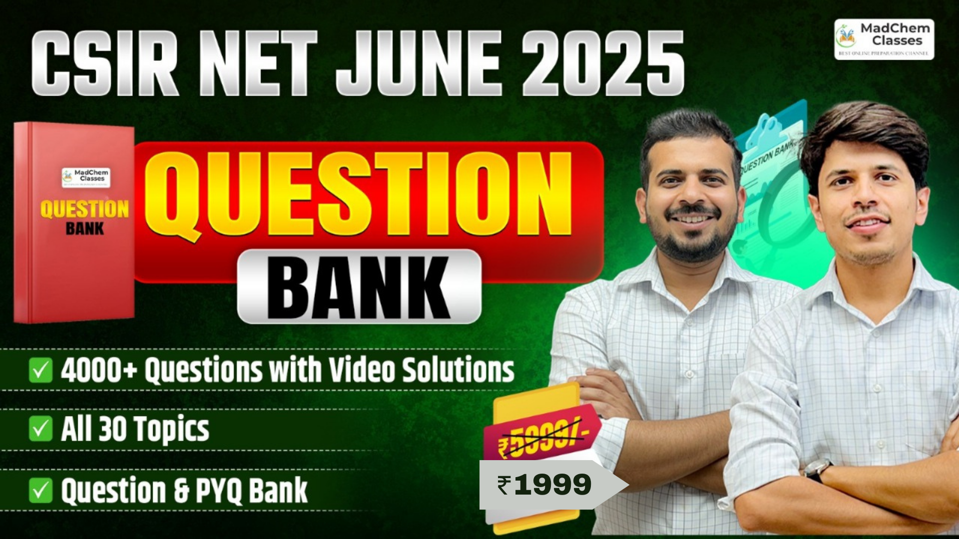 Question Bank For CSIR NET June 2025 (Chemical Science With Video Solution)