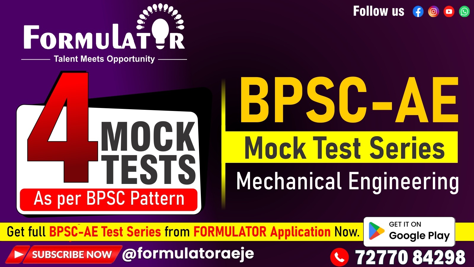 BPSC-AE Mock Test Series Mechanical 2025