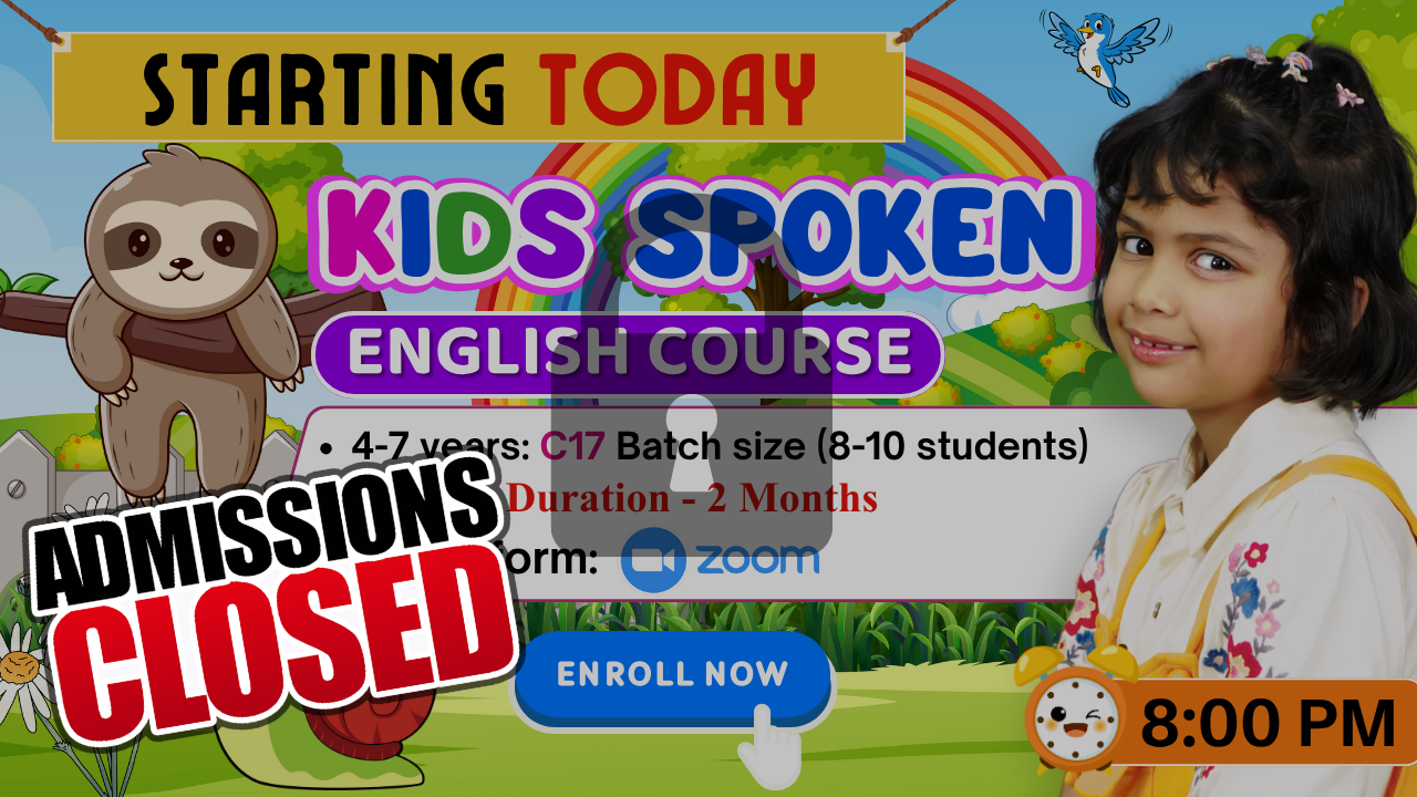 Kids English Pro ~ (C17 = 4-7 Years) ~ 8:00 P.M.