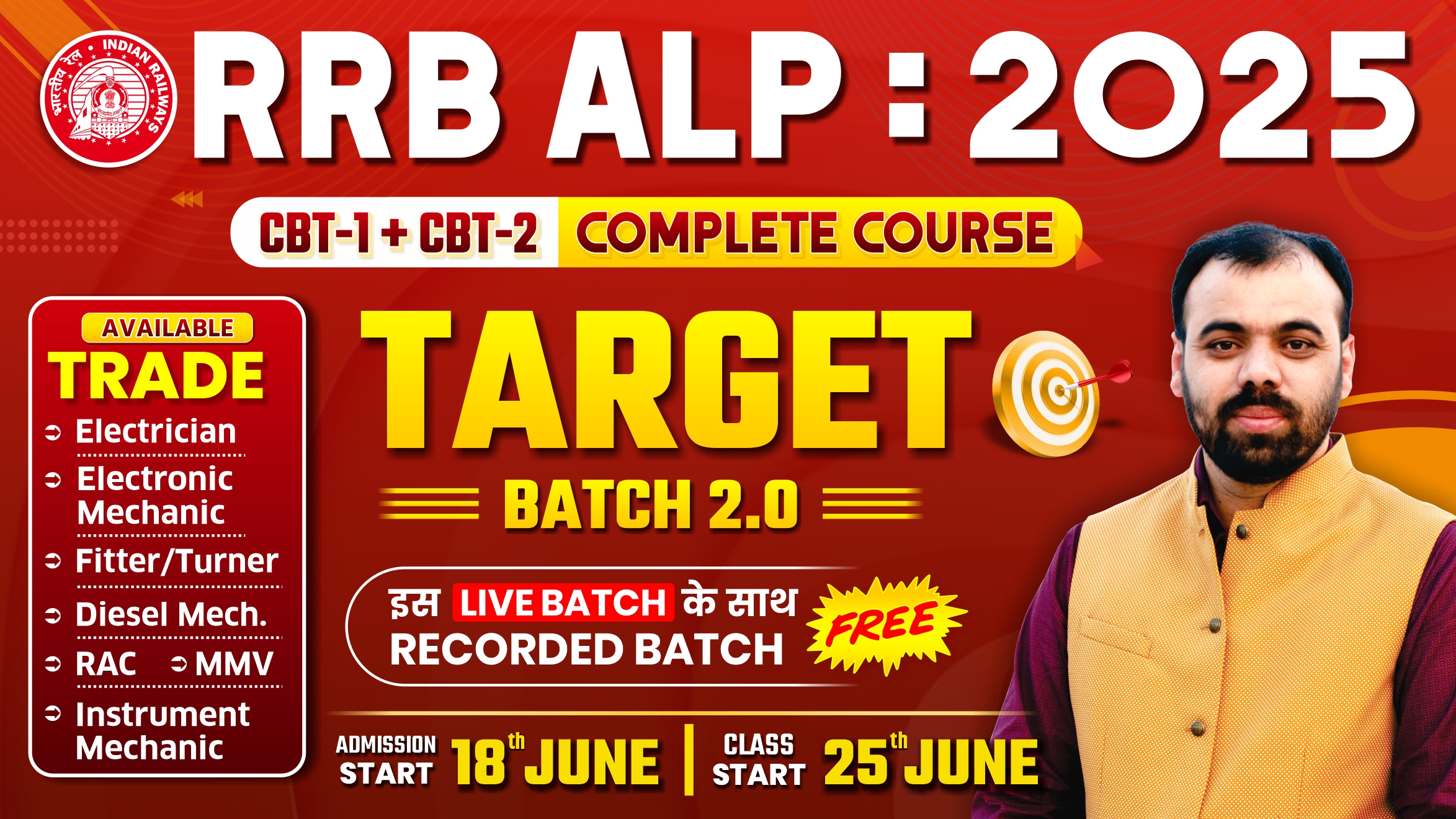 RRB ALP CBT-1 & 2 Target Live Batch (Course Code- 1823)