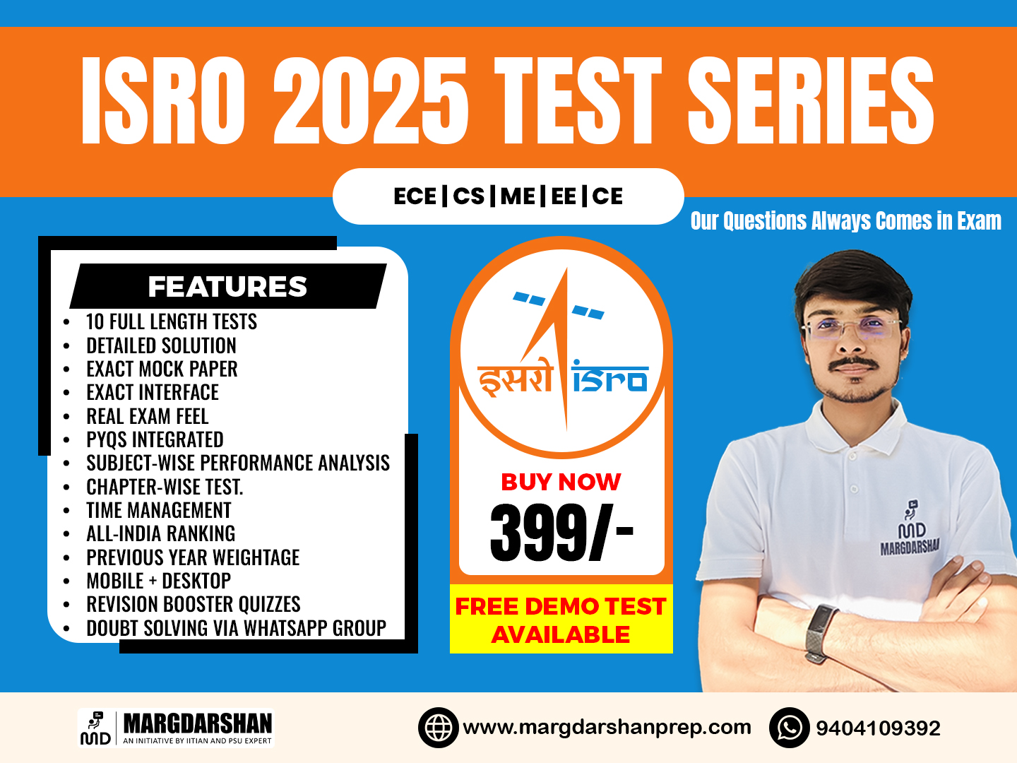 ISRO Test Series 2025  (ME/EE/CE/EC/CS)