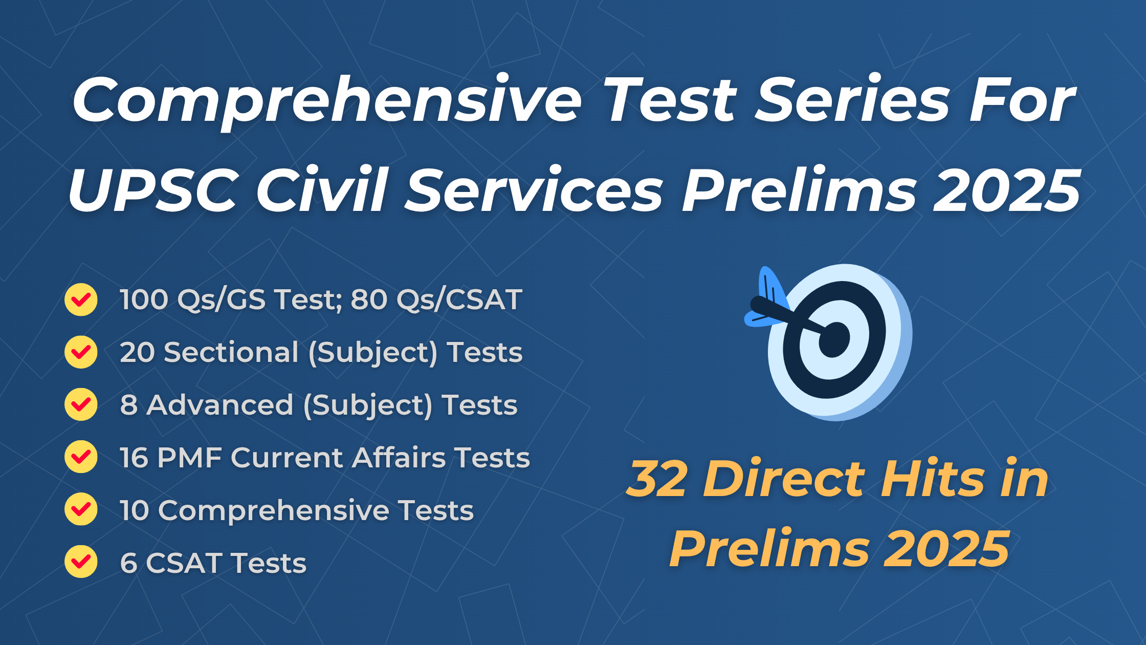 Comprehensive Test Series For UPSC Prelims 2025 (60 Tests: 54 GS + 6 CSAT)