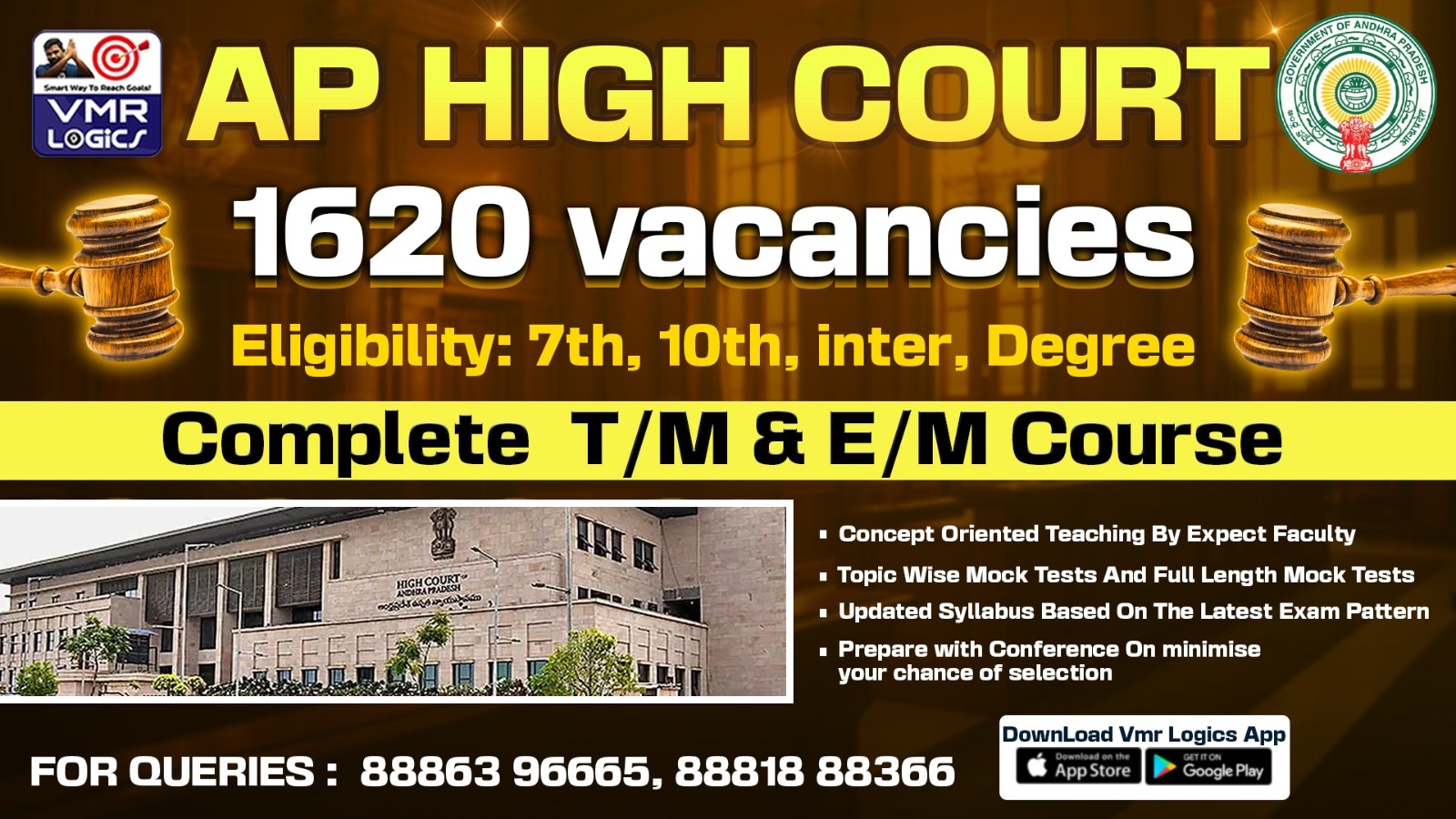 AP HIGH COURT 2025 BILINGUAL T/M & E/M COURSE ( 1620 POSTS )**
