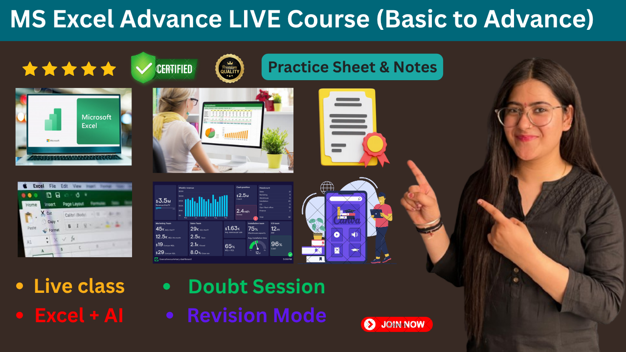 MS Excel Advance LIVE Course (Basic to Advance)