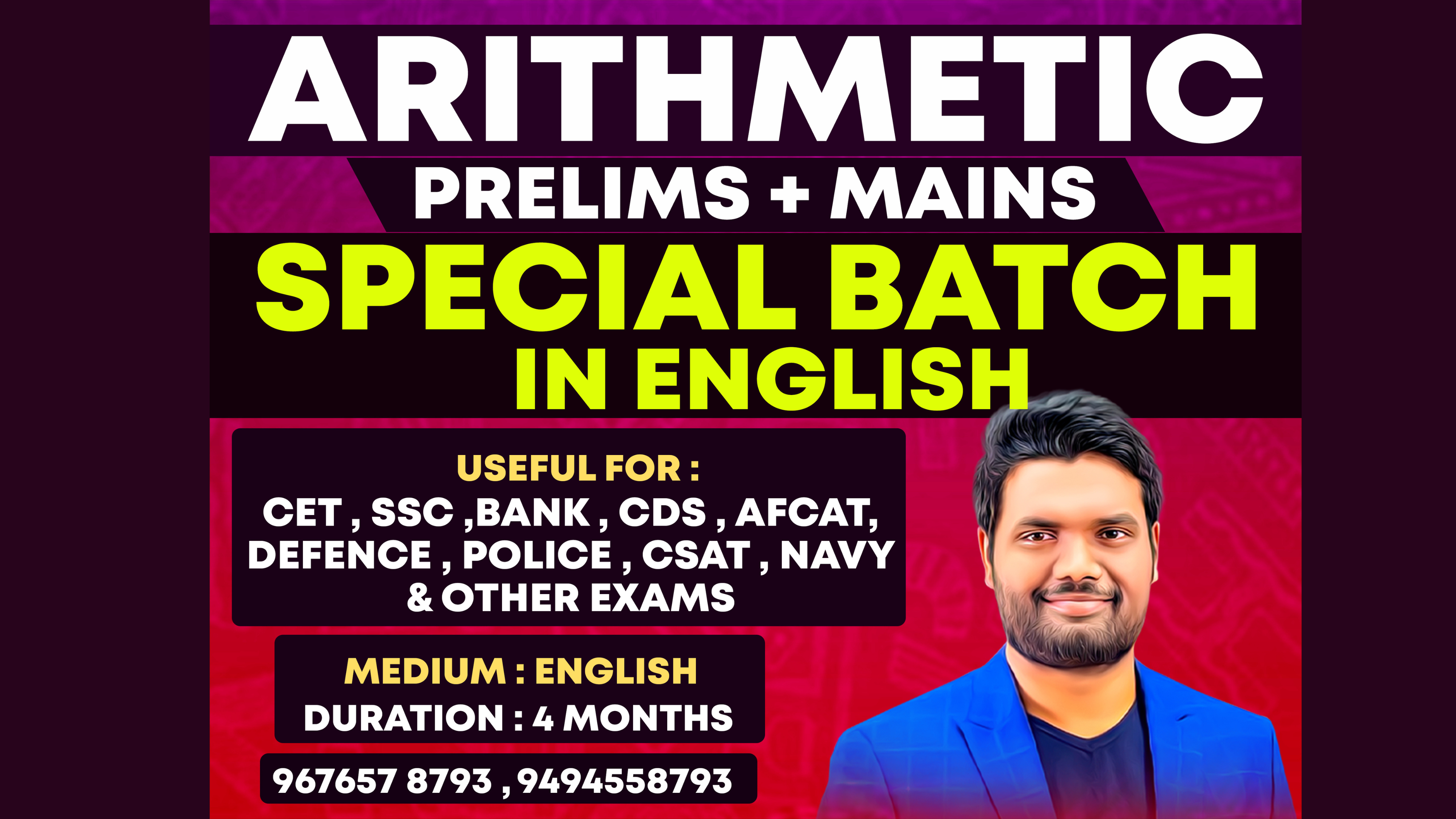 ARITHMETIC (PRE+MAINS) ENGLISH MEDIUM | BASIC TO ADVANCED LEVEL BATCH | CL03 *