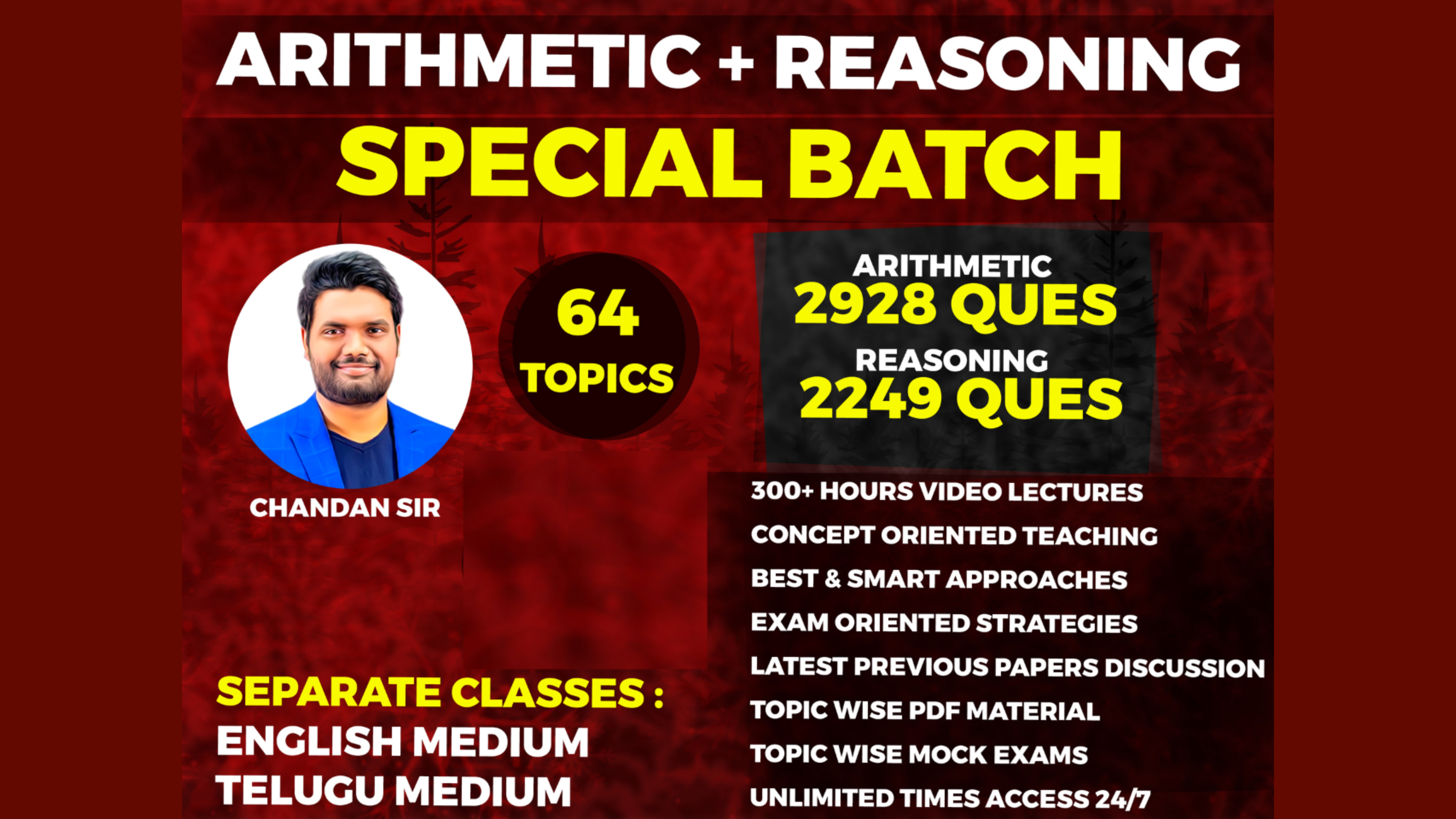 ARITHMETIC & REASONING SPECIAL BATCH ENGLISH & TELUGU MEDIUM By Chandan Sir | CL03 *
