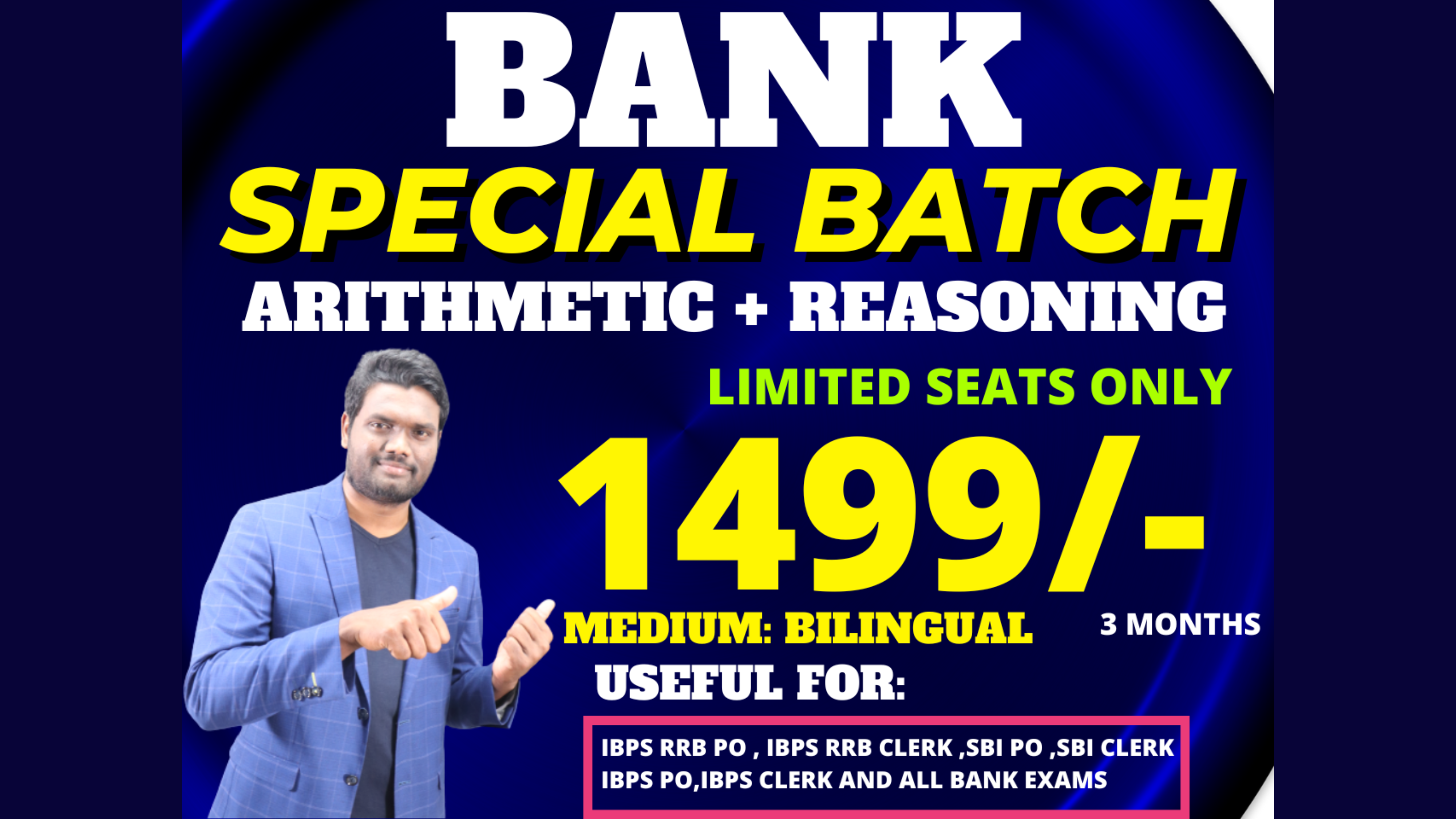 BANK SPECIAL BATCH ( ARITHMETIC + REASONING ) PRELIMS+MAINS CLASSES BILINGUAL MEDIUM| CL04 *