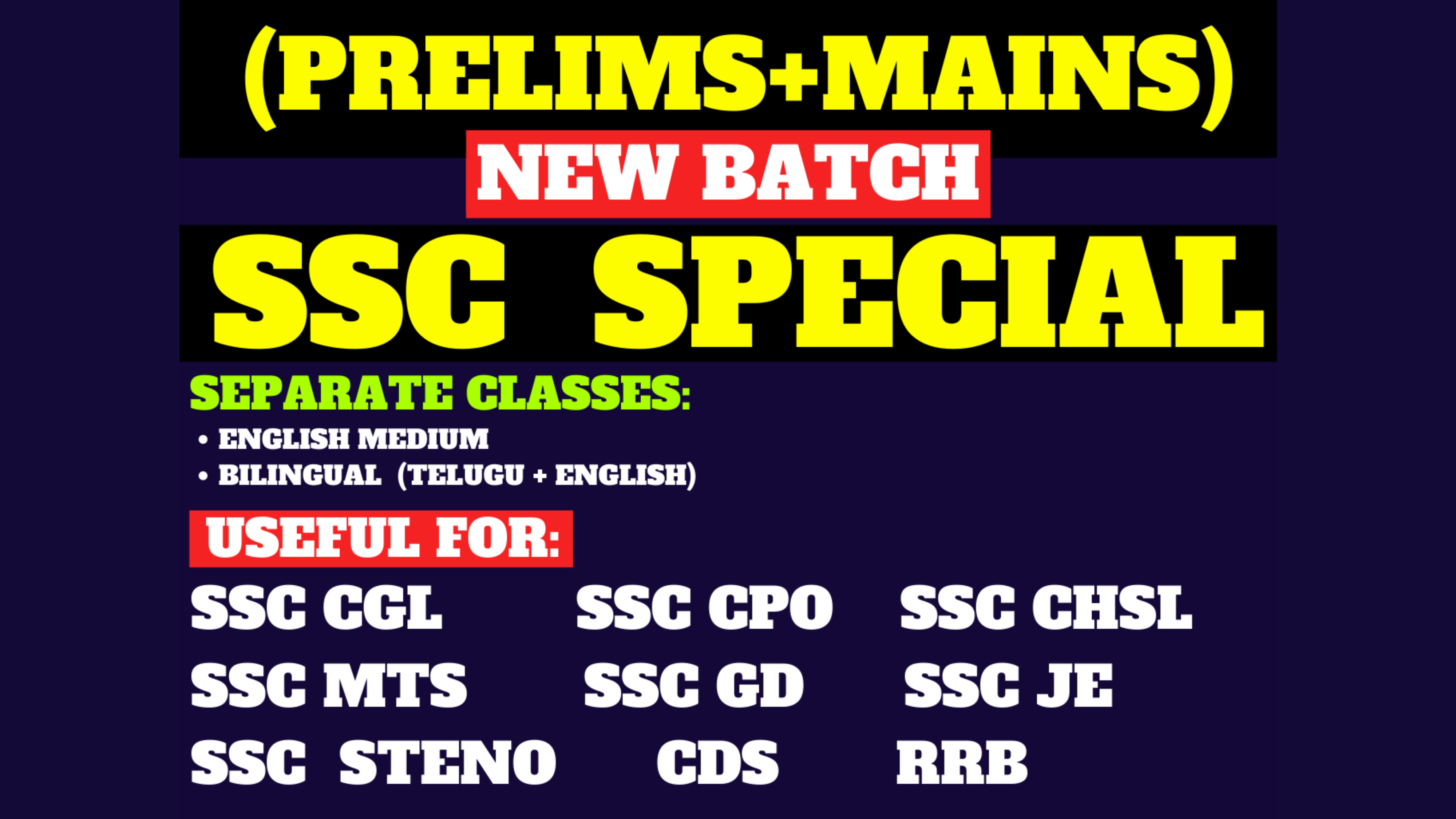 SSC EXAMS SPECIAL (PRELIMS+MAINS) COMPLETE COURSE | ENGLISH MEDIUM & BILINGUAL| CL08*