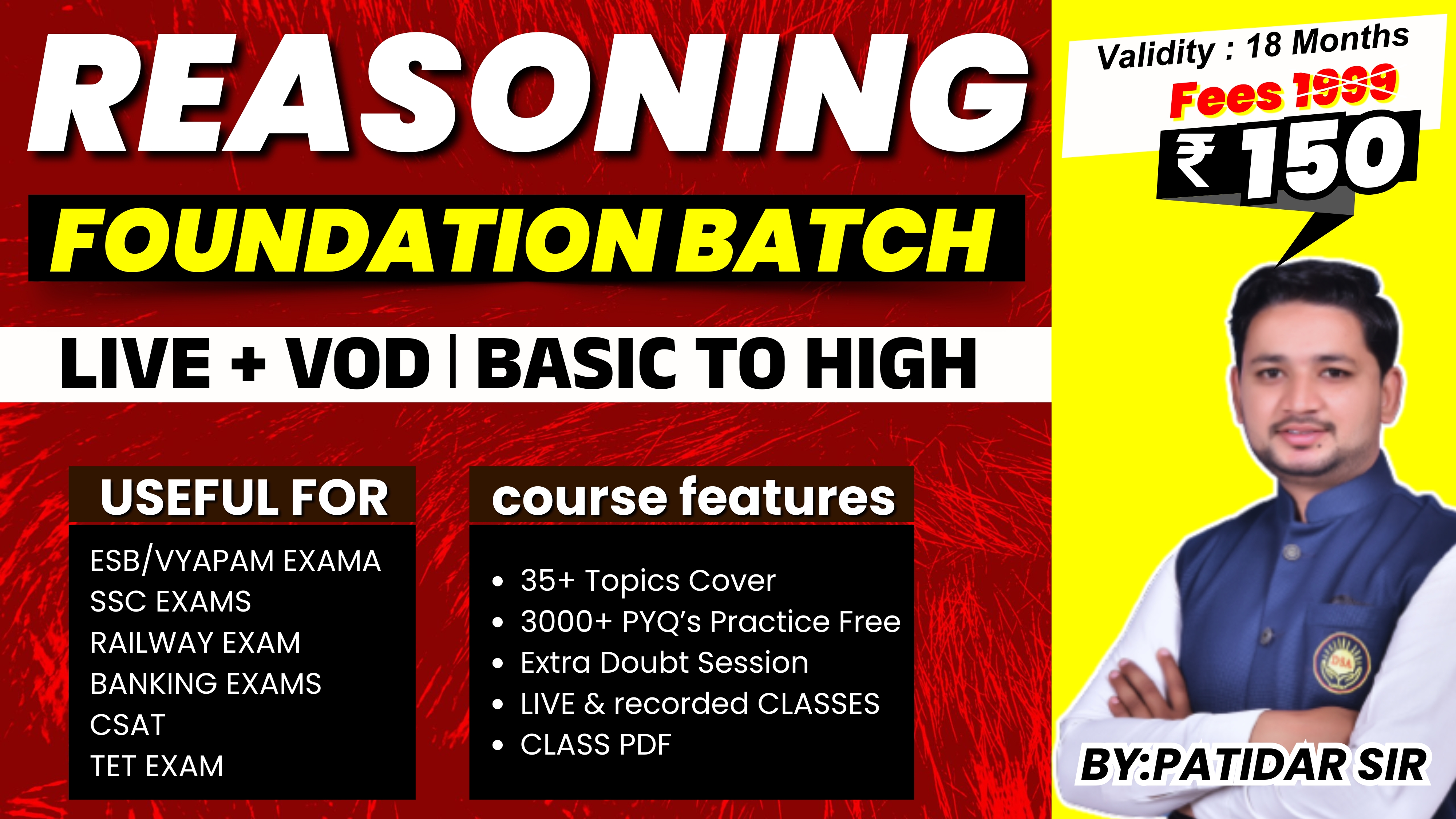 Reasoning Foundation Live Online Course By Patidar Sir 