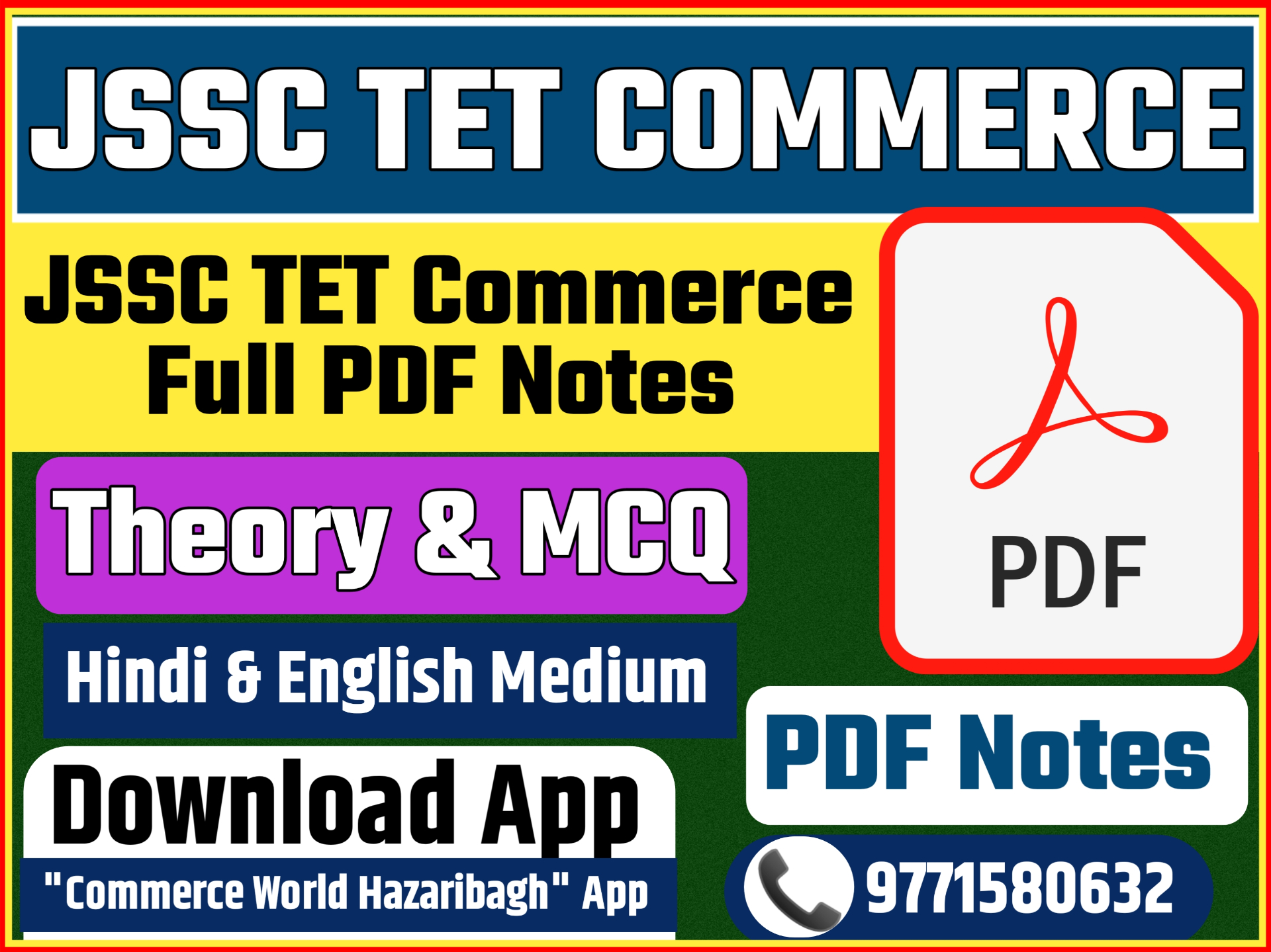 JSSC TET(MAINS) COMMERCE NOTES + TEST (HINDI & ENGLISH)