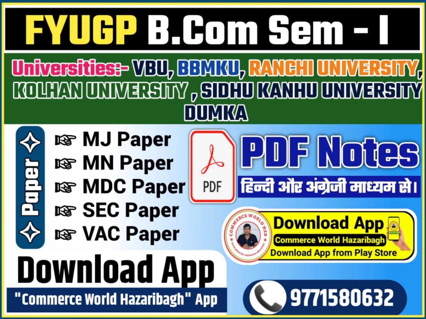 VBU B.COM SEM 1 COMMERCE NOTES