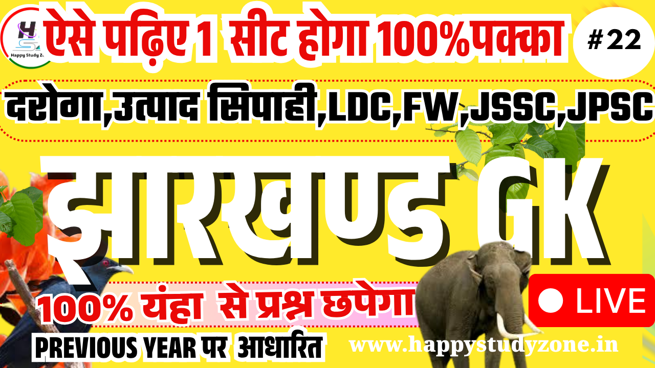 JHARKHAND GK टॉपिक वाइज़ TEST 