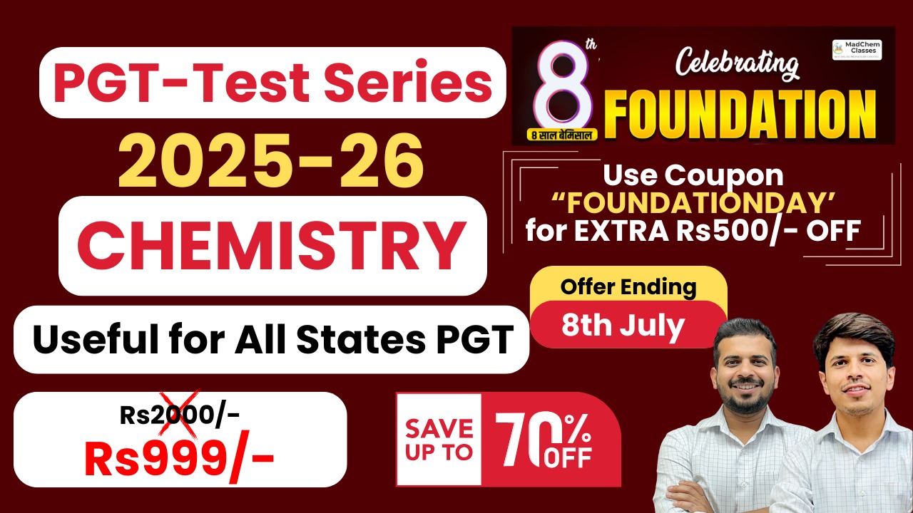 PGT Chemistry Test Series 2025 – For UP, DSSSB, KVS, NVS, MP, RJ, J&K & More
