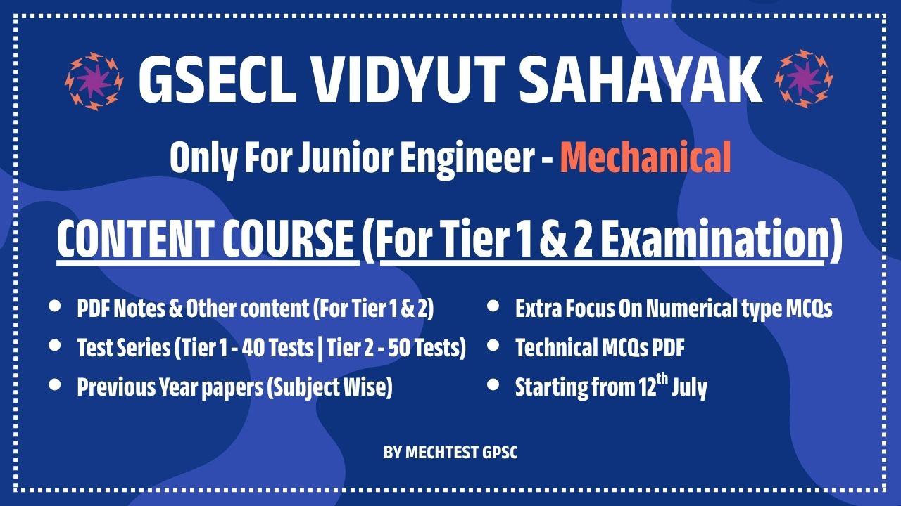 GSECL VS (Junior Engineer - Mechanical) [Tier 2]