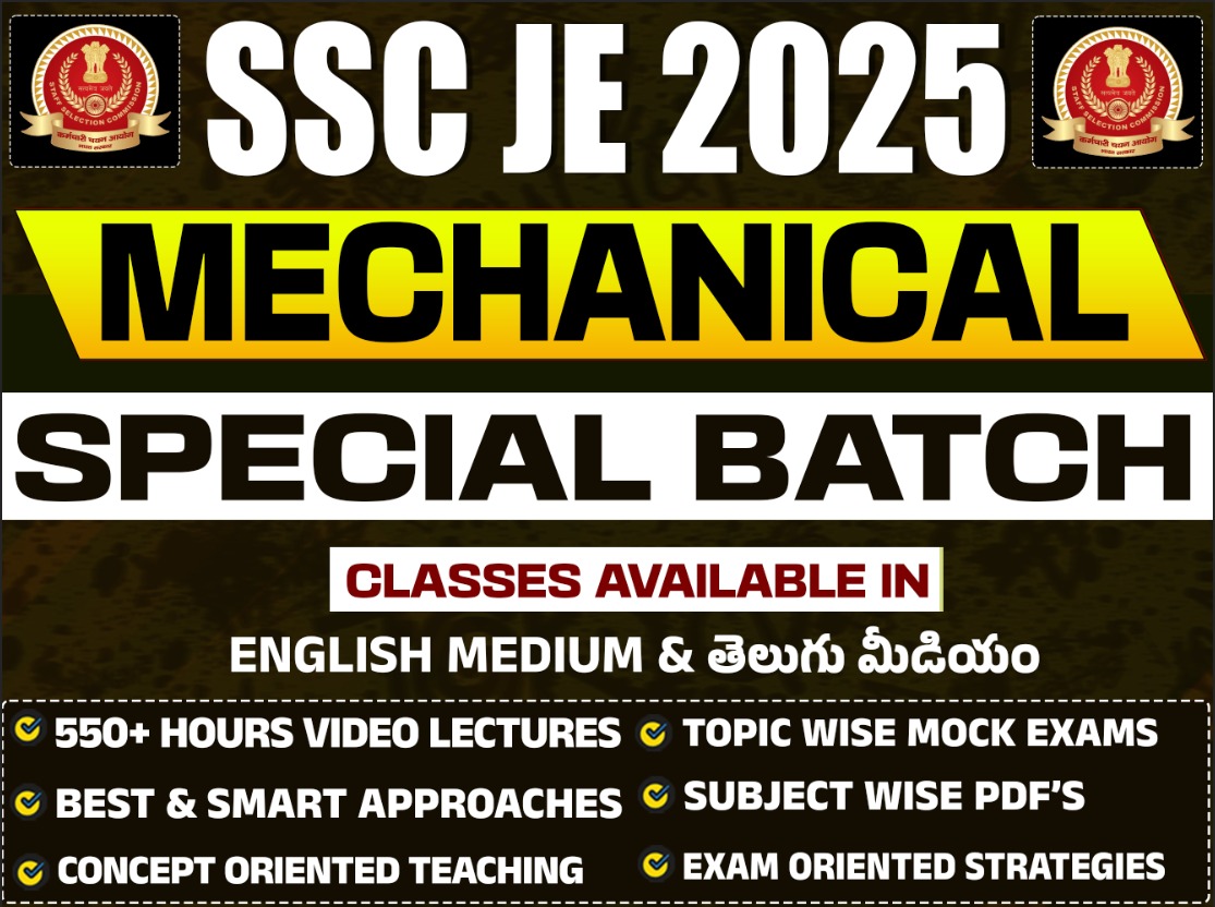 SSC JE 2025 MECHANICAL SPECIAL (PRELIMS+MAINS) COMPLETE COURSE | ENGLISH MEDIUM & BILINGUAL