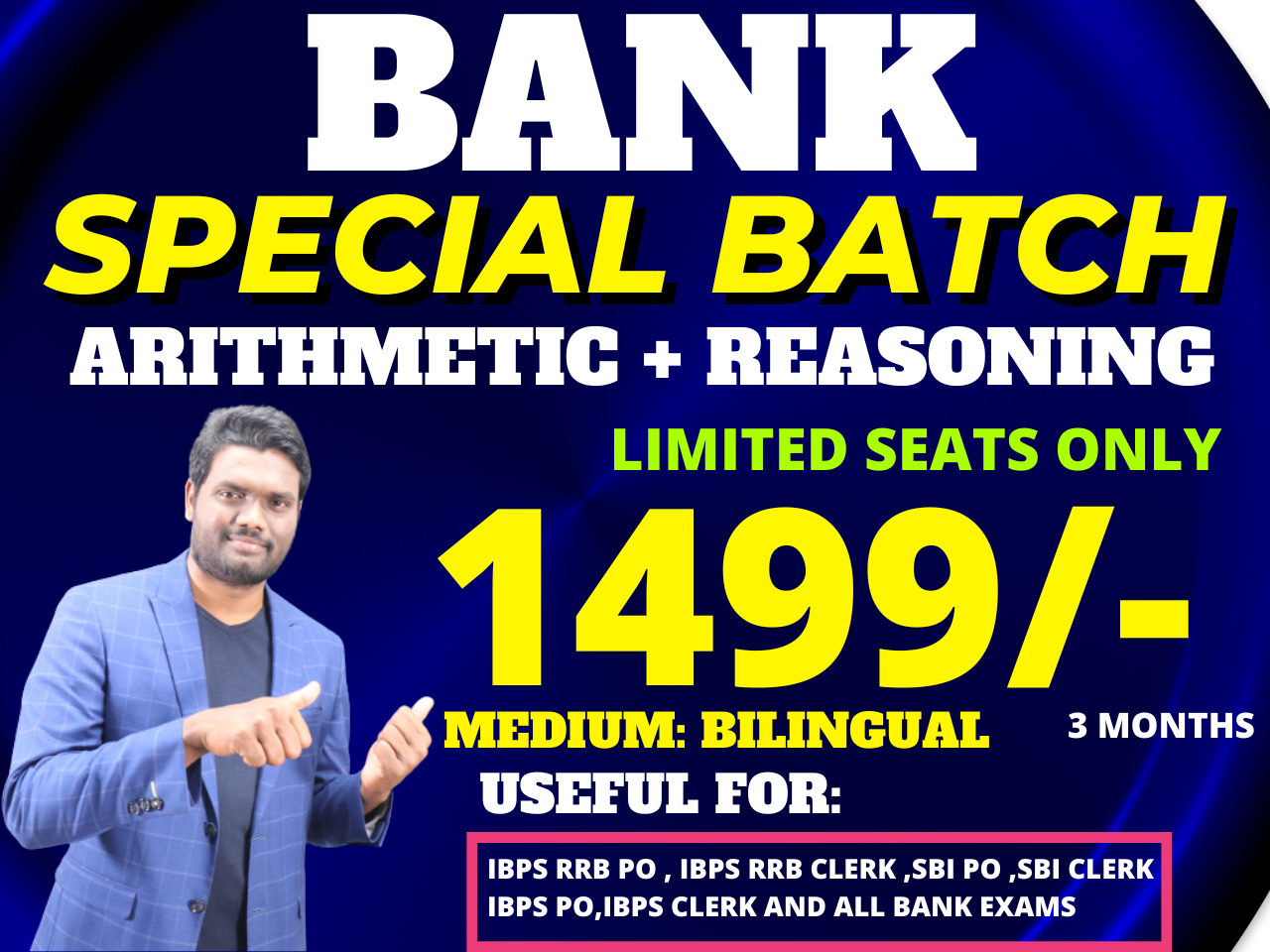 BANK SPECIAL BATCH ( ARITHMETIC + REASONING ) PRELIMS+MAINS CLASSES BILINGUAL MEDIUM| CL04 *