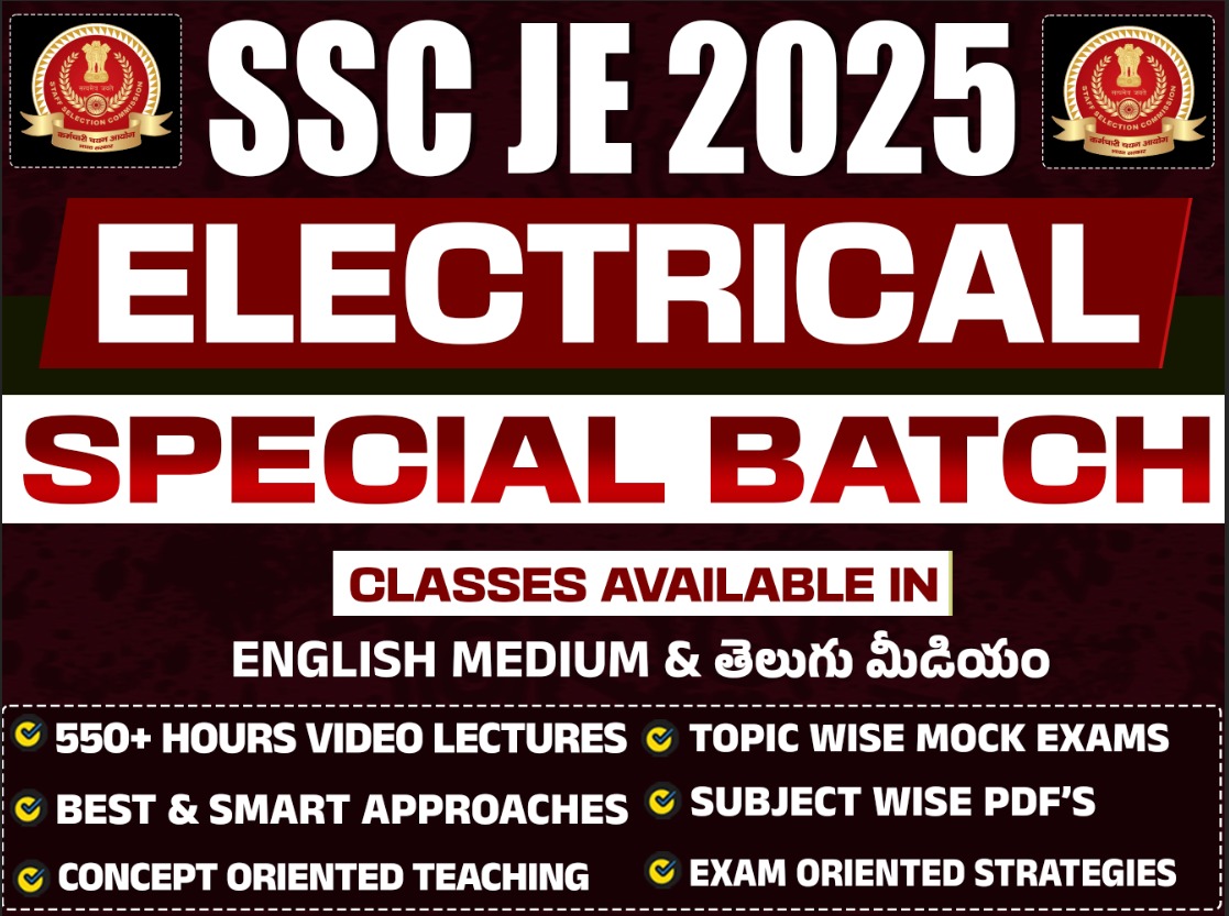 SSC JE 2025 ELECTRICAL SPECIAL (PRELIMS+MAINS) COMPLETE COURSE | ENGLISH MEDIUM & BILINGUAL