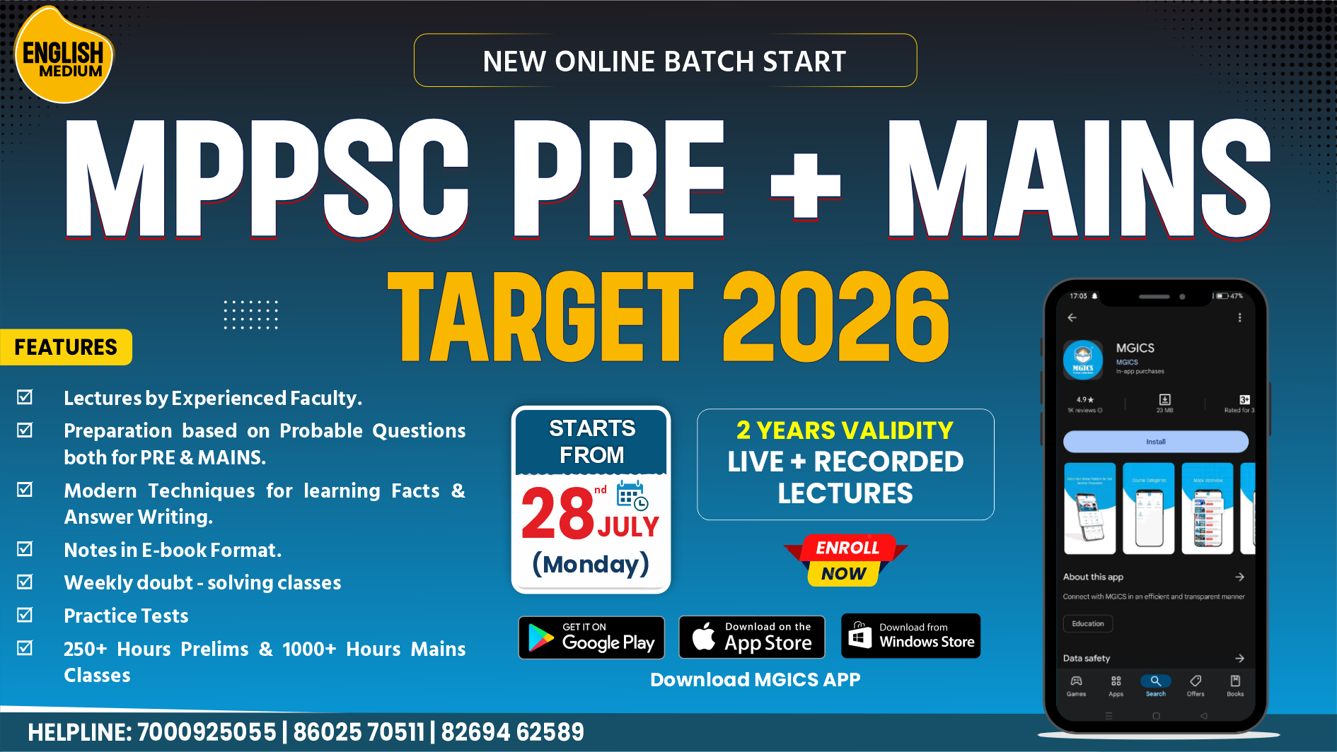 MPPSC 2026 (Pre + Mains) LIVE Batch (English Medium) 28 JULY
