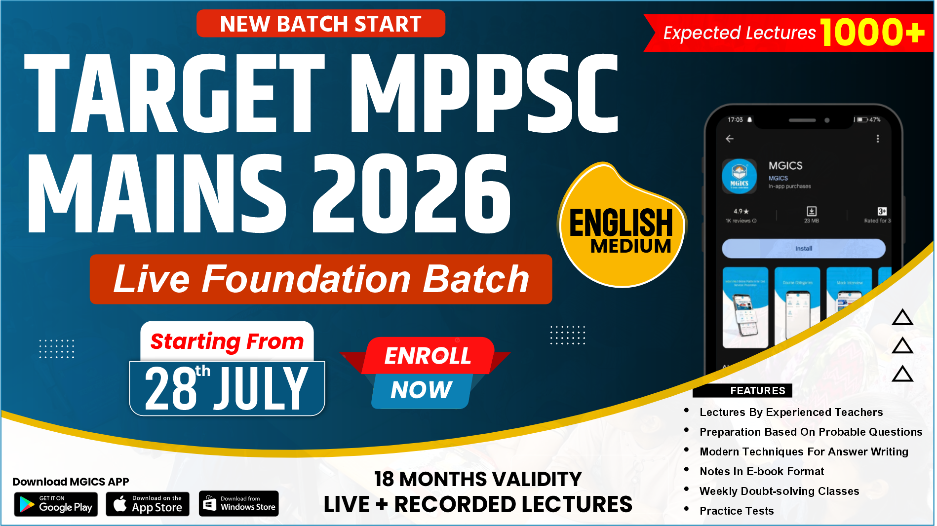 MPPSC Mains 2026 LIVE Foundation Batch (ENGLISH Medium) 28 July