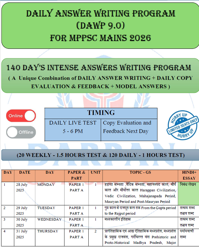DAWP 9.0 for MPPSC MAINS 2026 ( online ) 