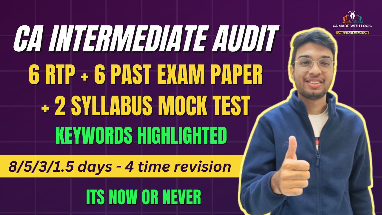 CA Inter Audit 6 attempt RTP + 6 attempt Exam paper series + 2 Mock Test - 8/5/3/1.5 days Revision 
