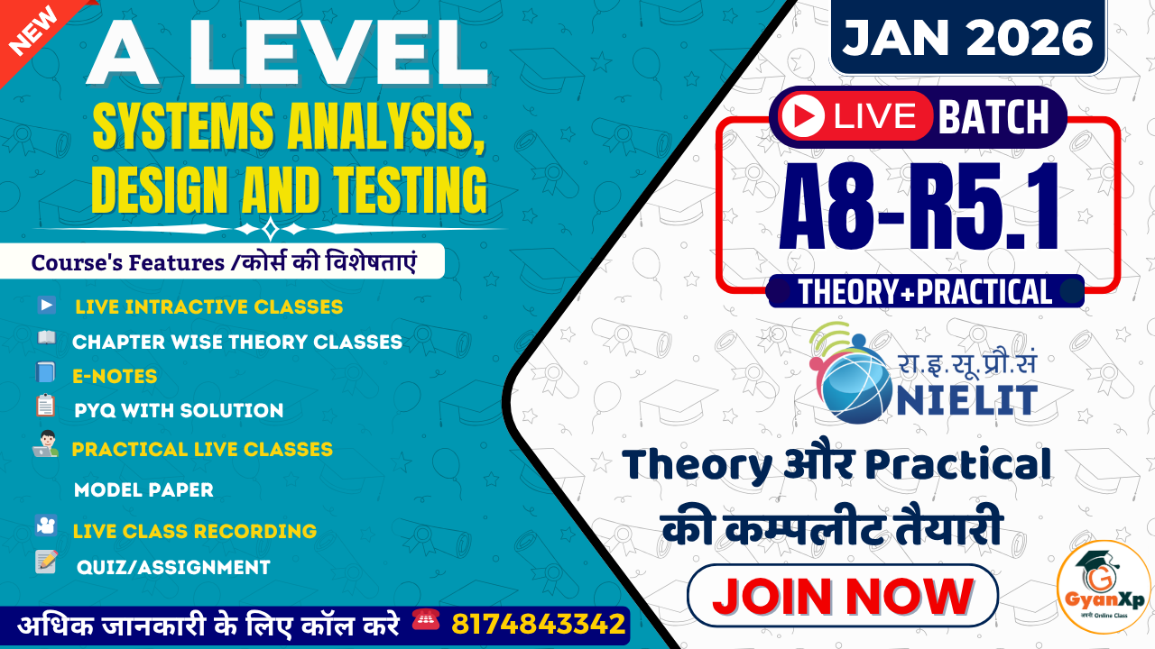 A Level: Systems Analysis, Design and Testing (A8-R5.1) JAN 2026