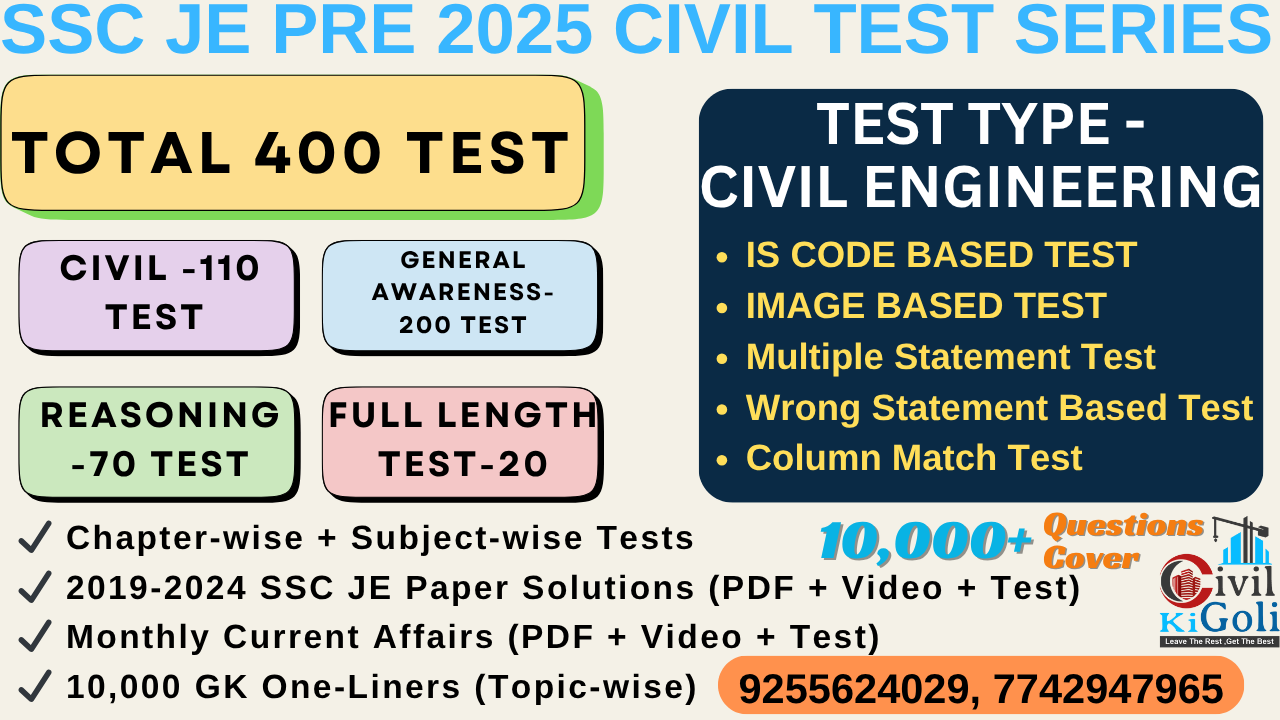 SSC JE PRE 2025 CIVIL TEST SERIES