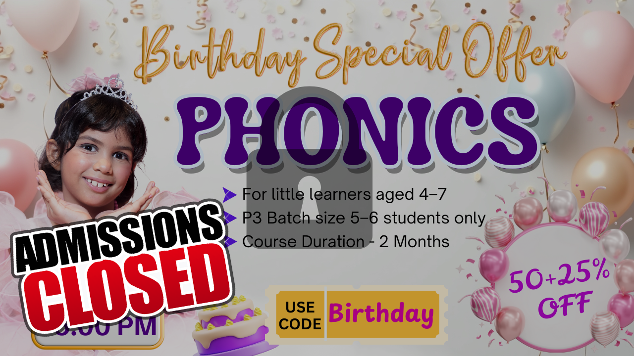 2-Month Phonetics Course on Zoom (P3 = 4-7 Year) 5:00 PM