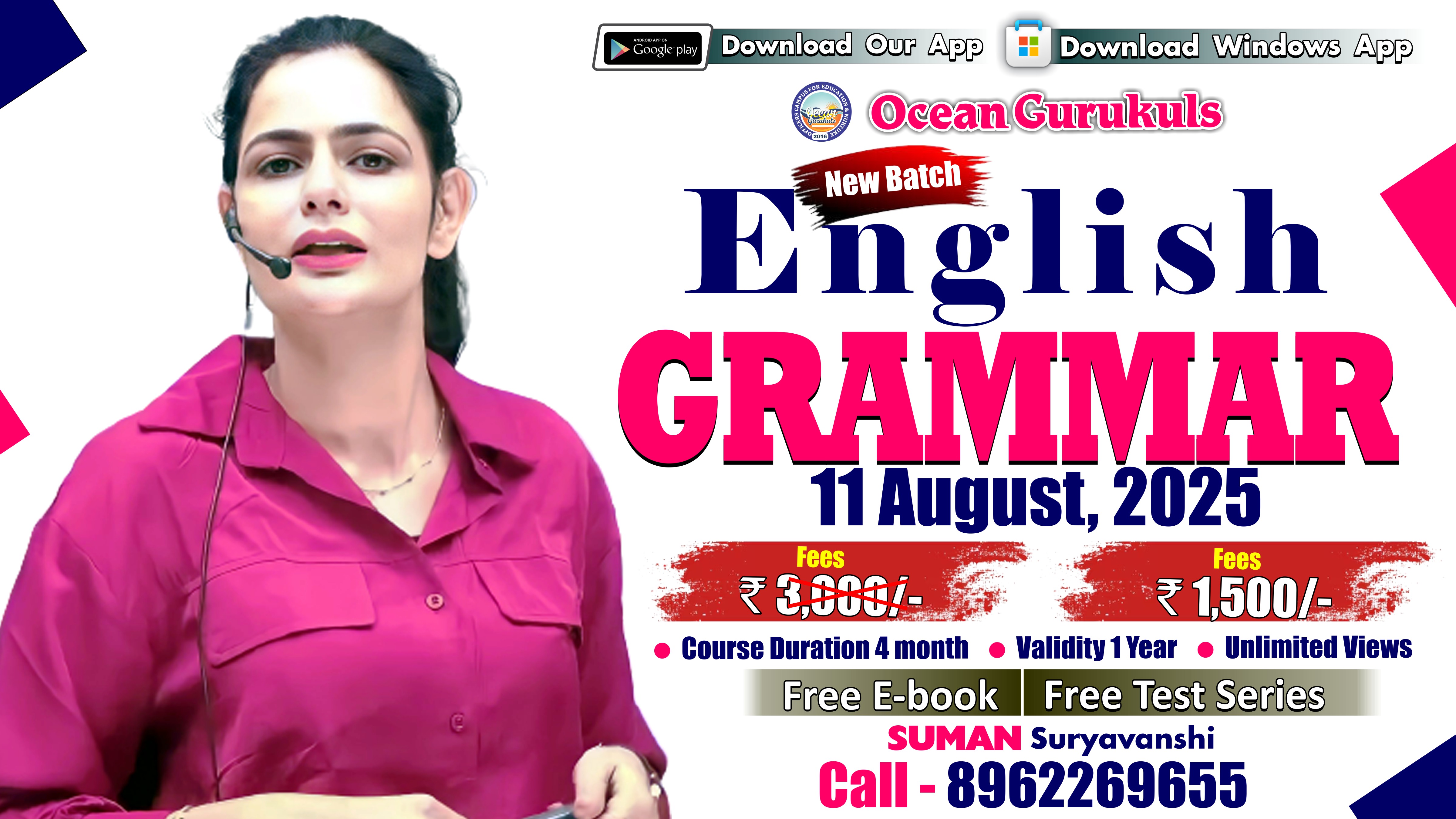 New Batch - Grammar Pdfs, Test Series, E book with Video solution (FROM 11th August 2025)