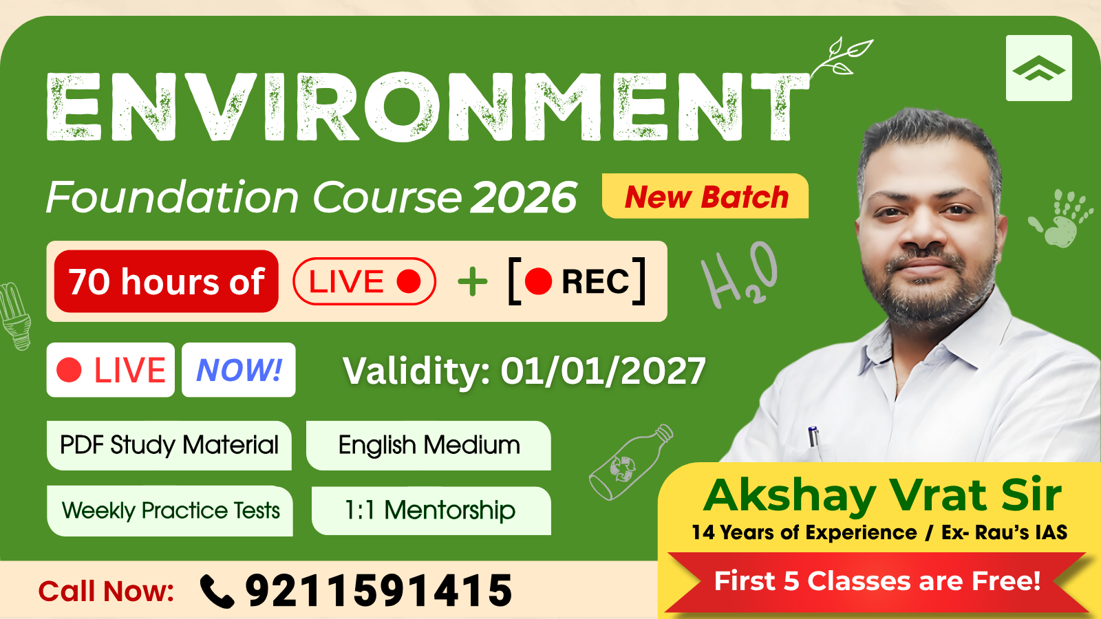 [New Batch] Environment & Ecology Foundation Course + 1 : 1 Mentorship (For UPSC Prelims & Mains 2026)