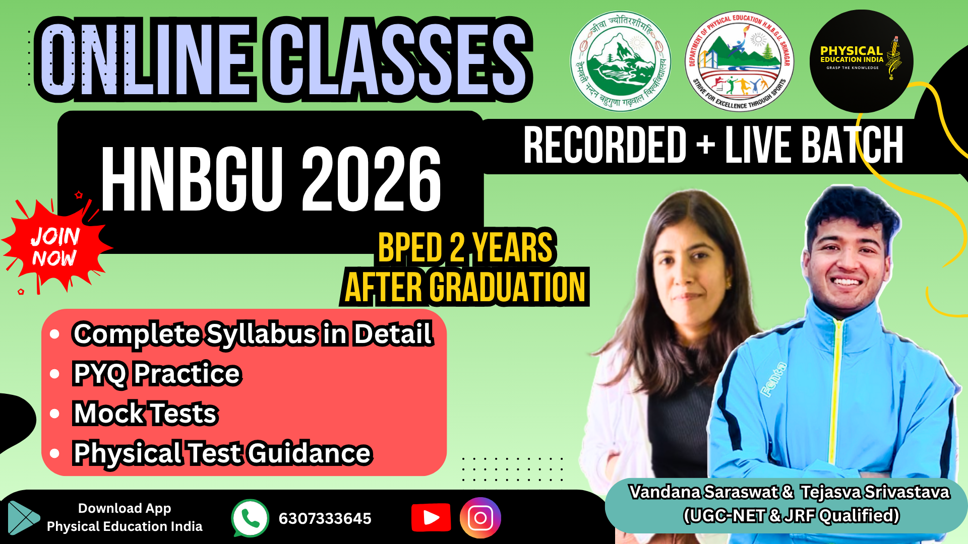 HNBGU 2 Years BPEd Entrance Classes