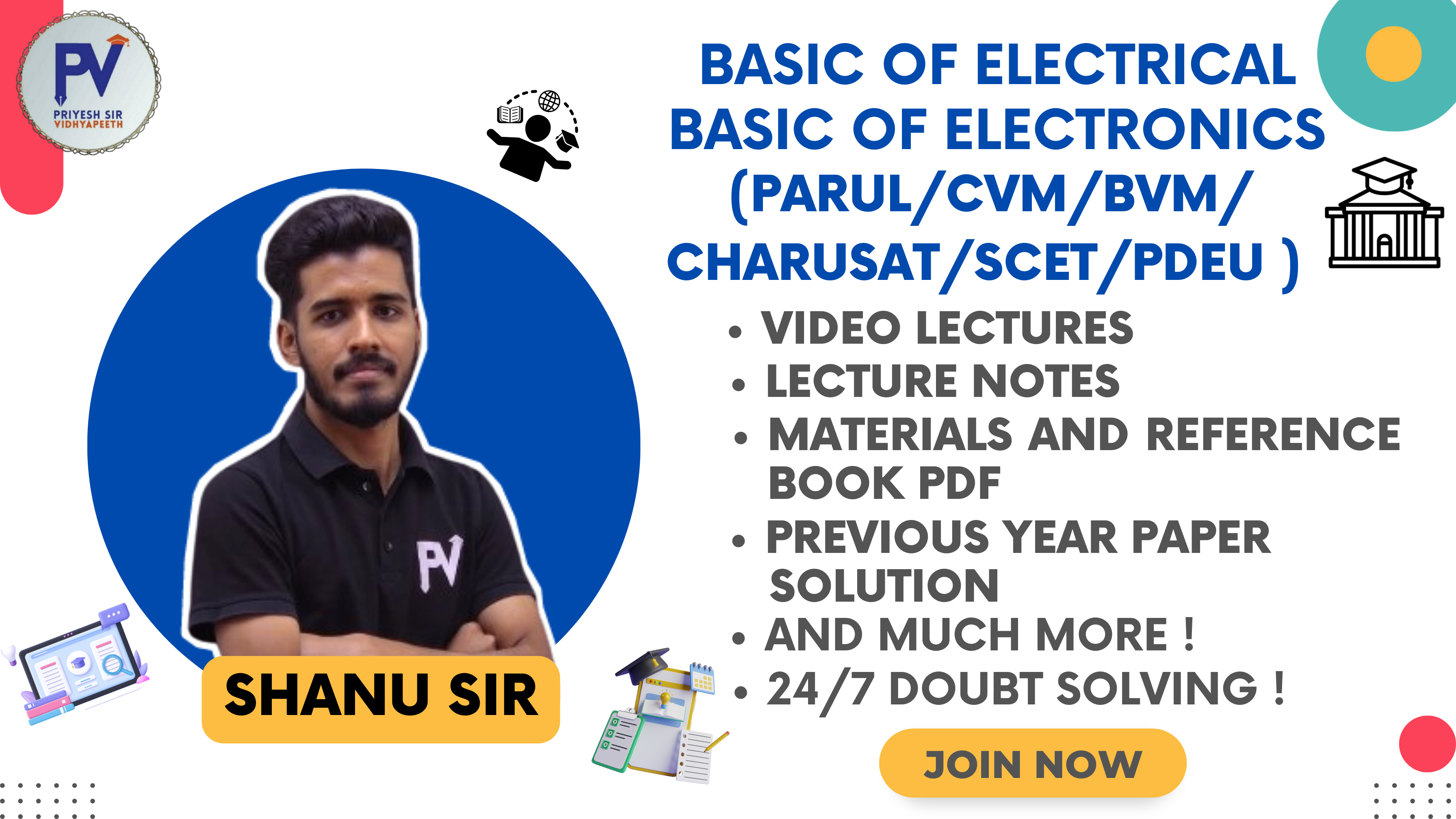 PARUL/CVM/BVM/CHARUSAT/SCET/PDEU/IAR [BEE] VIDEO COURSE WITH MATERIAL - 1ST YEAR DEGREE