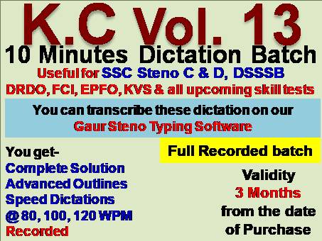 Steno Dictation (KC Vol. 13) Recorded