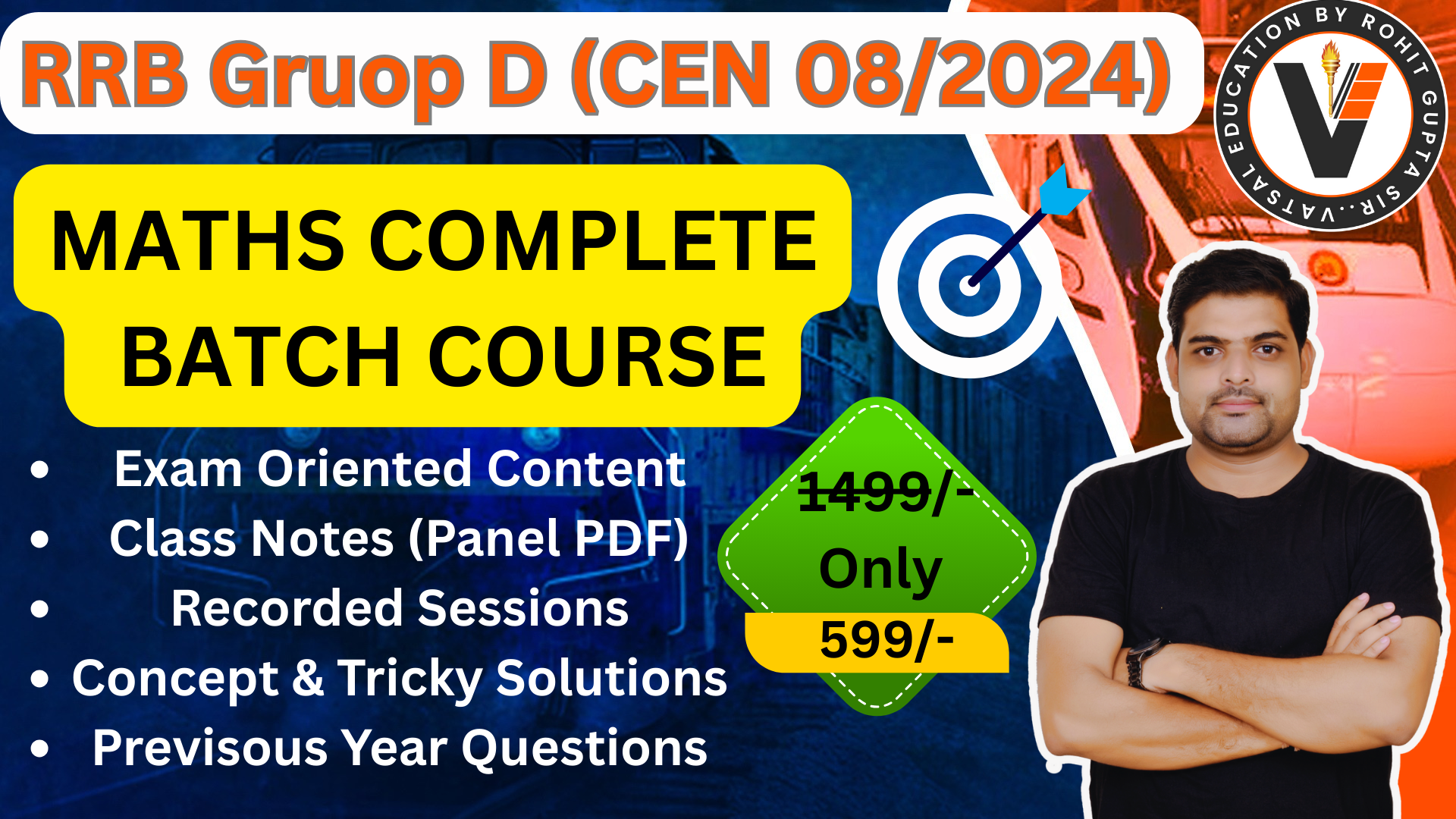 Complete Math Batch Course for RRB Group D CEN No. (08/2024)