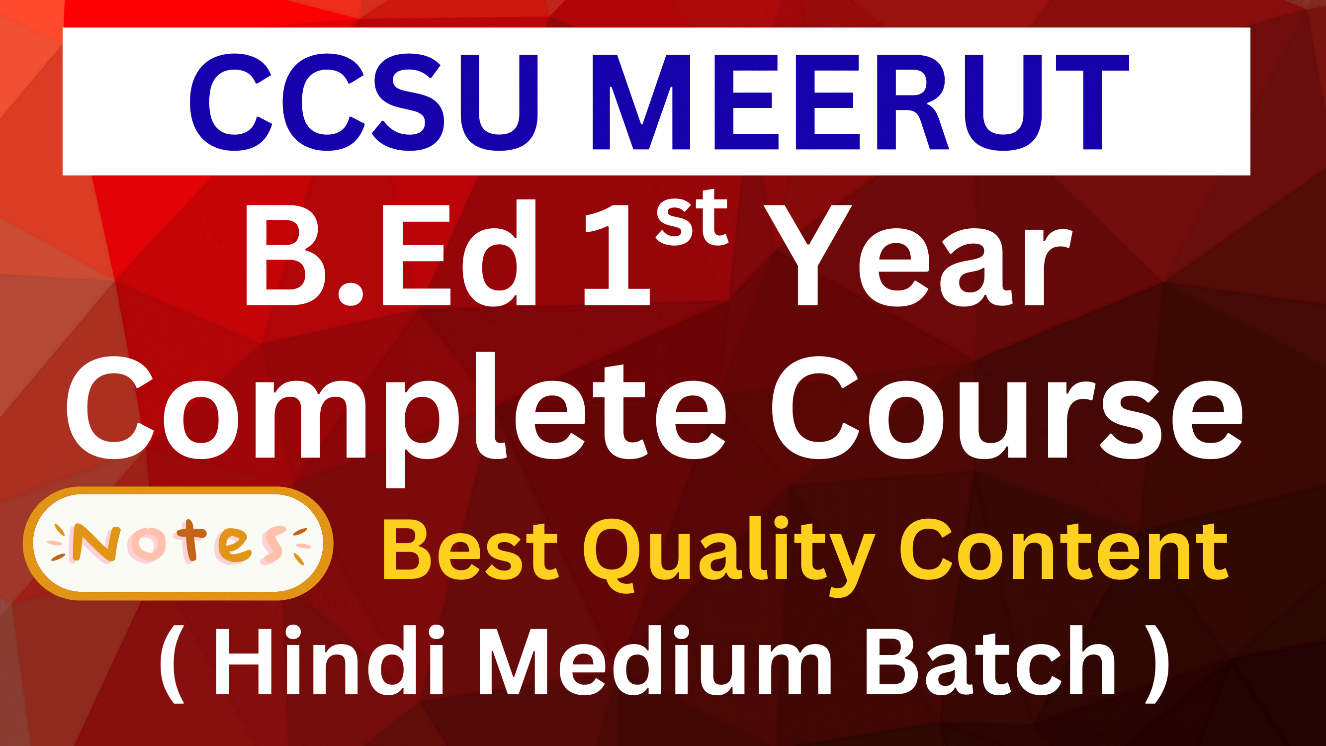 CCSU B.Ed. 1st year (Hindi Medium)