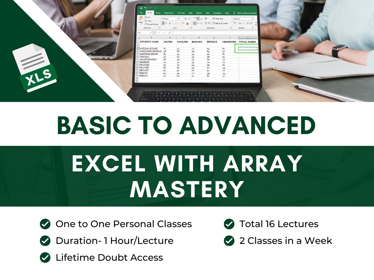 BASIC TO ADVANCE EXCEL WITH ARRAY MASTERY ONE TO ONE CLASSES