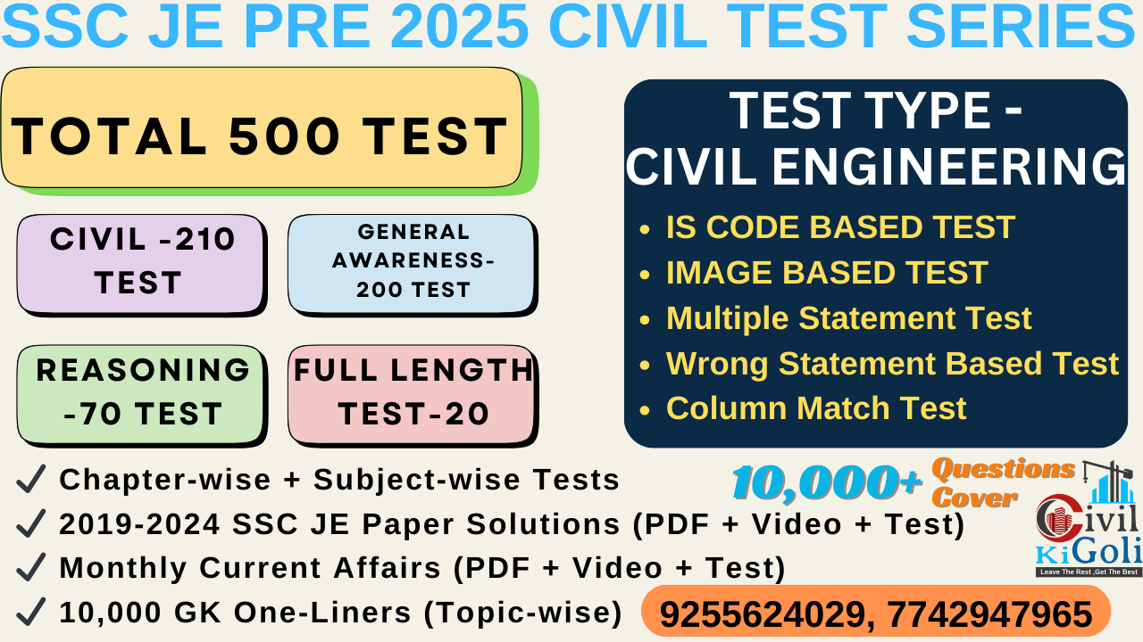 SSC JE PRE 2025 CIVIL TEST SERIES
