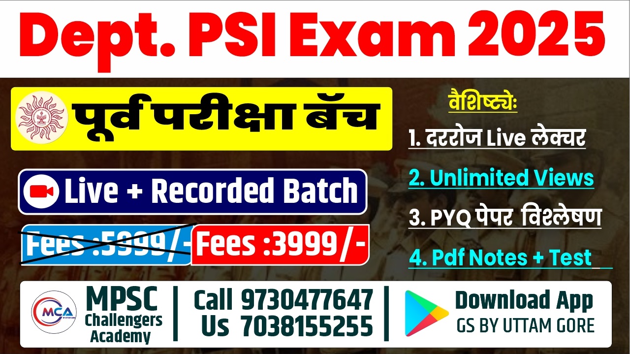 MPSC Dept. PSI Pre Exam 2025