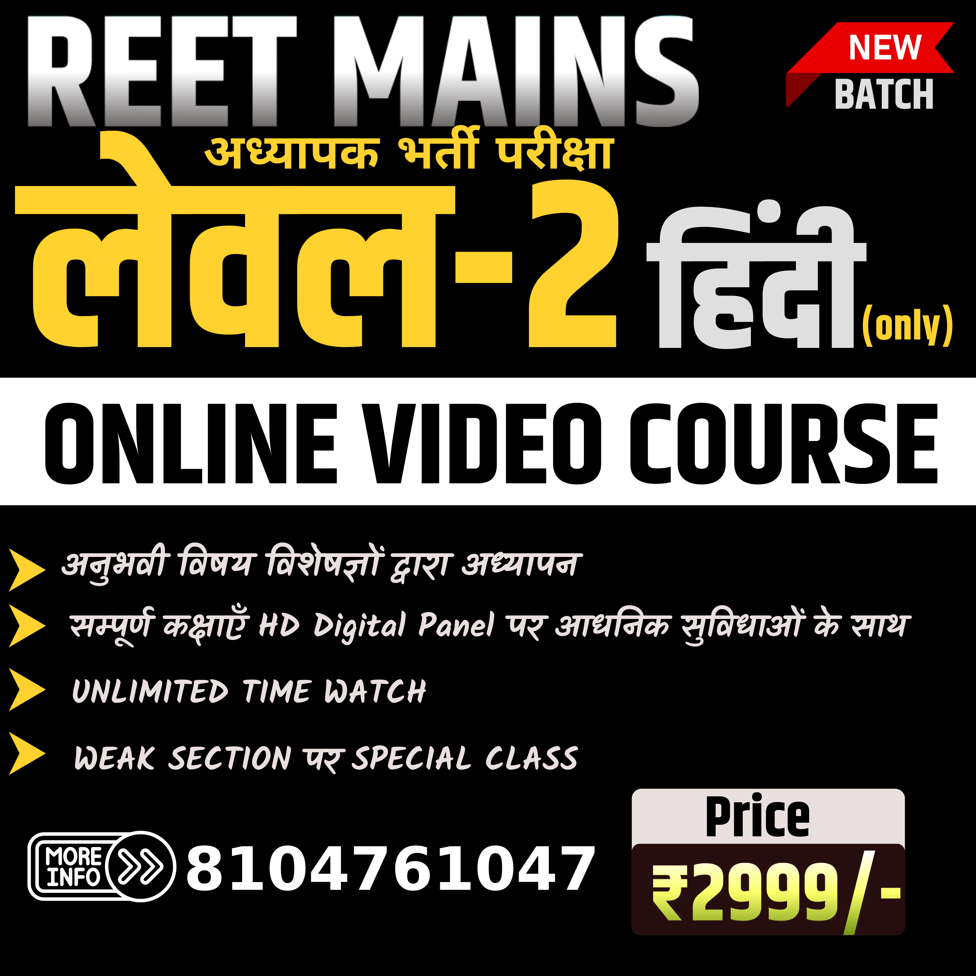 Reet Level 2nd Mains Only Hindi (11 Sep 2025) 