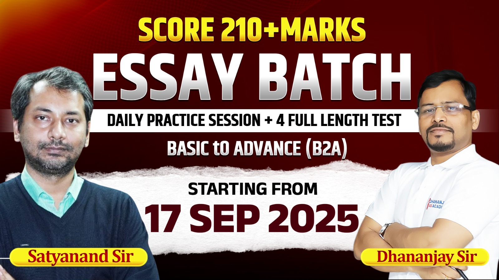 Score 210+ Marks Essay Batch (Hindi Medium)