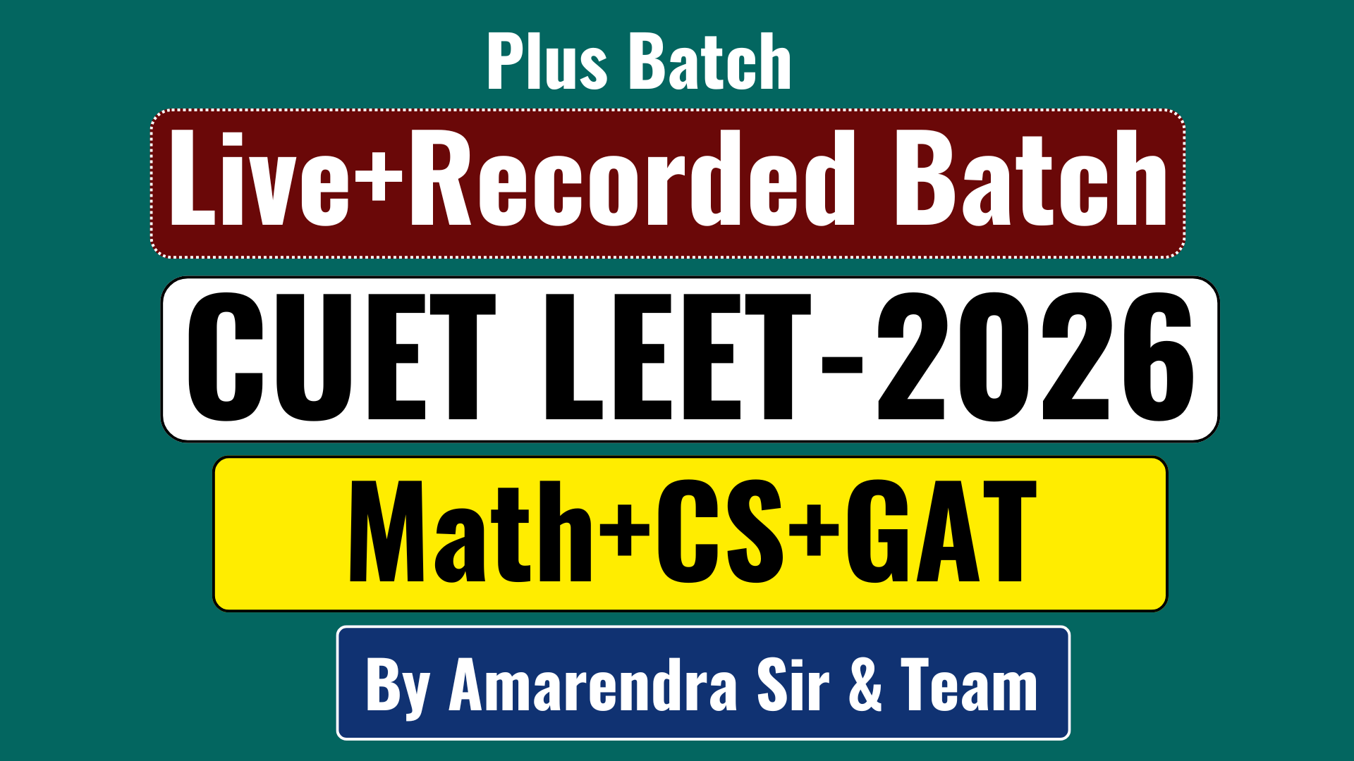 CUET LEET 2026 ll Plus Batch ll B.Tech LEET (Math+GAT+CS)