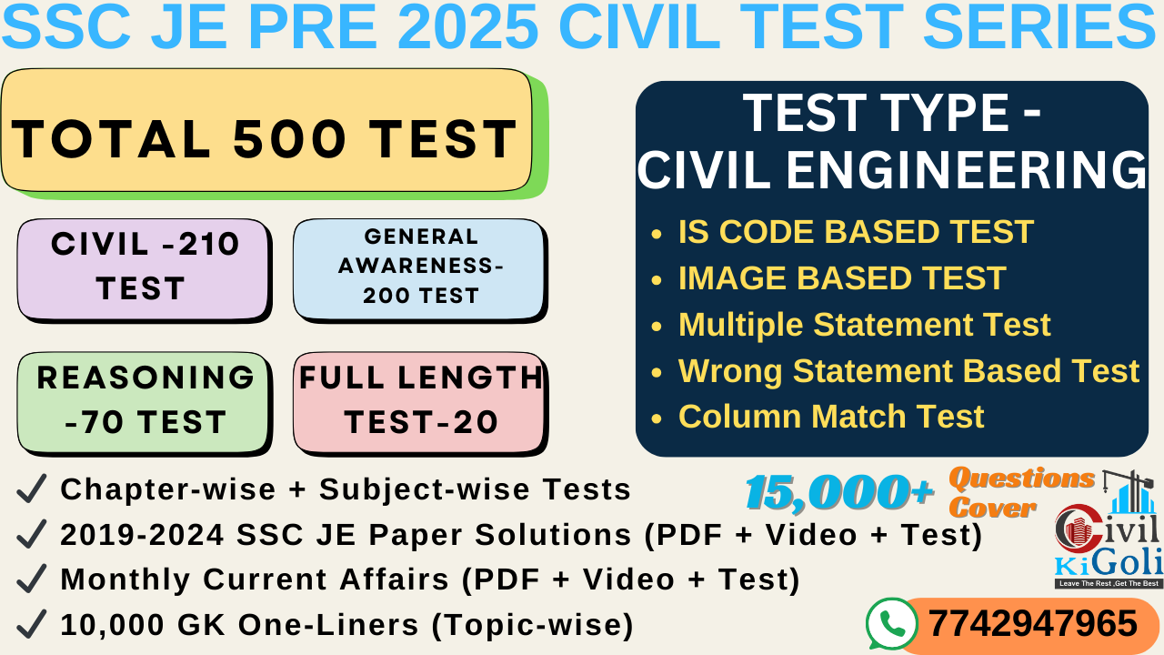 SSC JE PRE 2025 CIVIL TEST SERIES