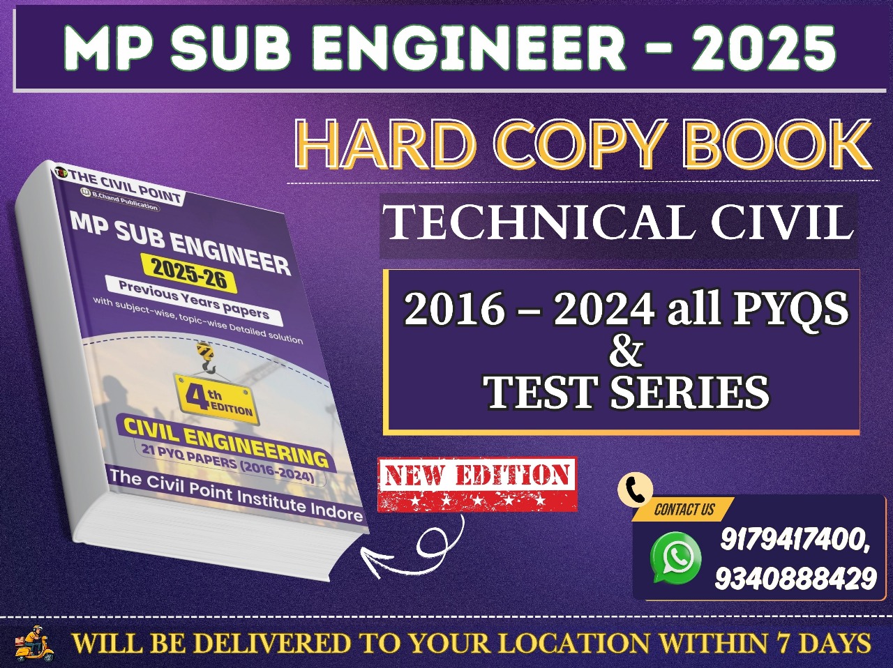 Hard Copy Book Mp Sub Engineer Technical (Civil)  & Test Series Complete ( Tech + Non Tech ) 