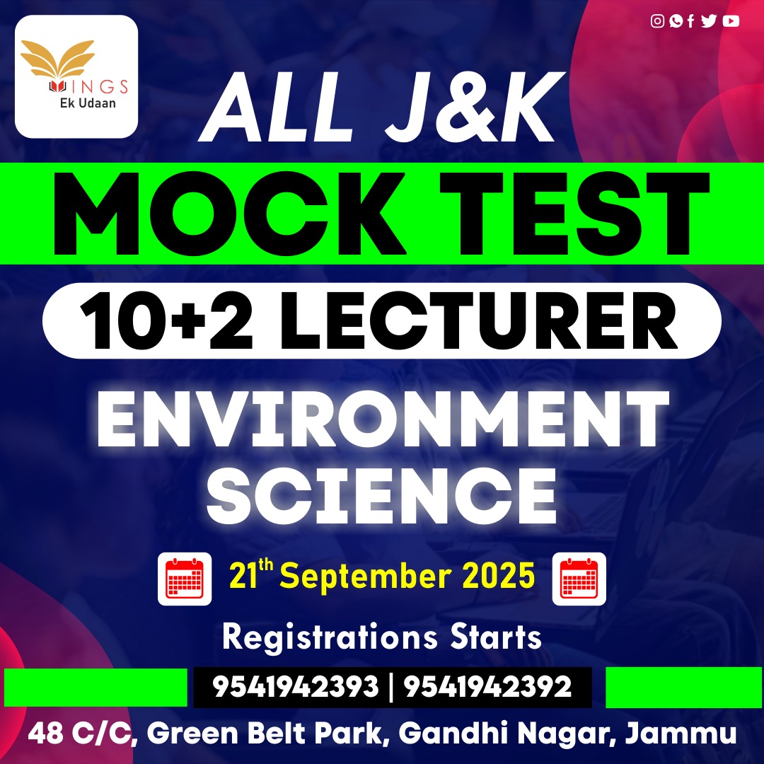 JKPSC 10+2 ENVIRONMENT LECTURER J&K MOCK TEST 