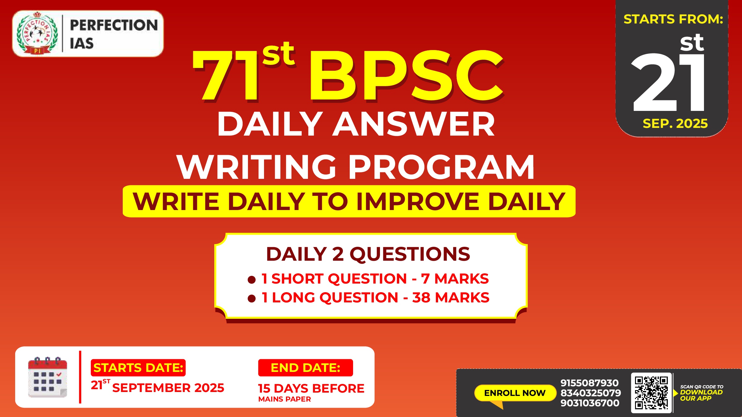 71st BPSC DAILY ANSWER WRITING PROGRAM (Bilingual) 
