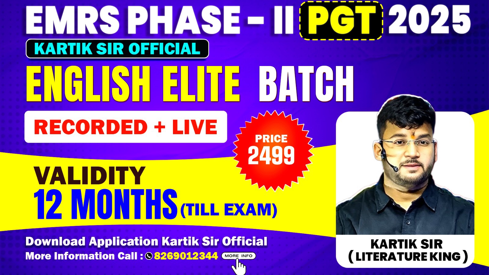 EMRS Phase-II PGT 2025 | English Elite Batch 💥 | Live + Recorded 🎥 | By Kartik Sir (Literature King) 👑 | Validity 12 Months