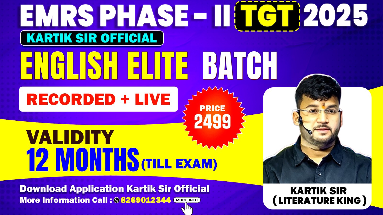 EMRS Phase-II TGT 2025 | English Elite Batch 💥 | Live + Recorded 🎥 | By Kartik Sir (Literature King) 👑 | Validity 12 Months