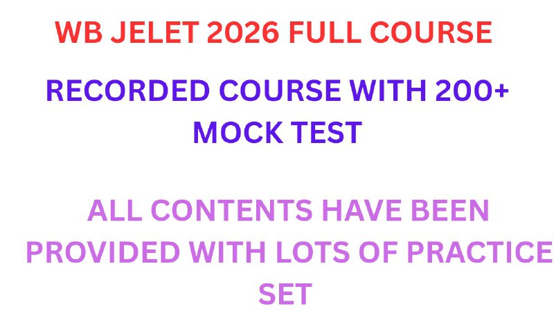 WBJELET 2025-2026 FULL COURSE